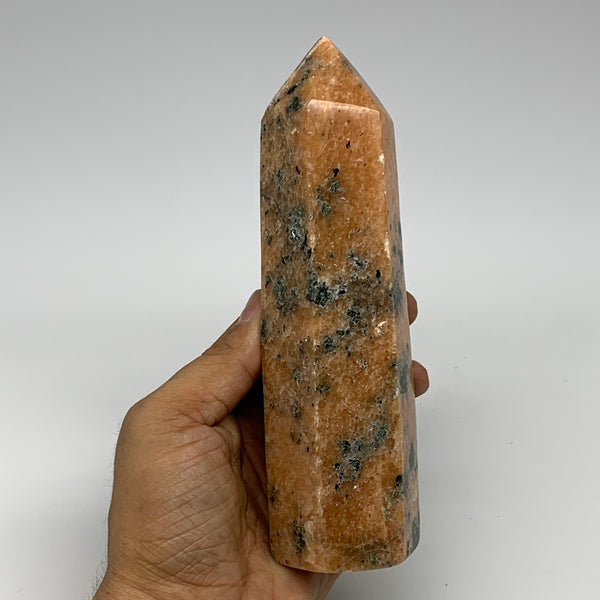 Natural Pink Cipolin Crystal Obelisks Tower Point Standalone