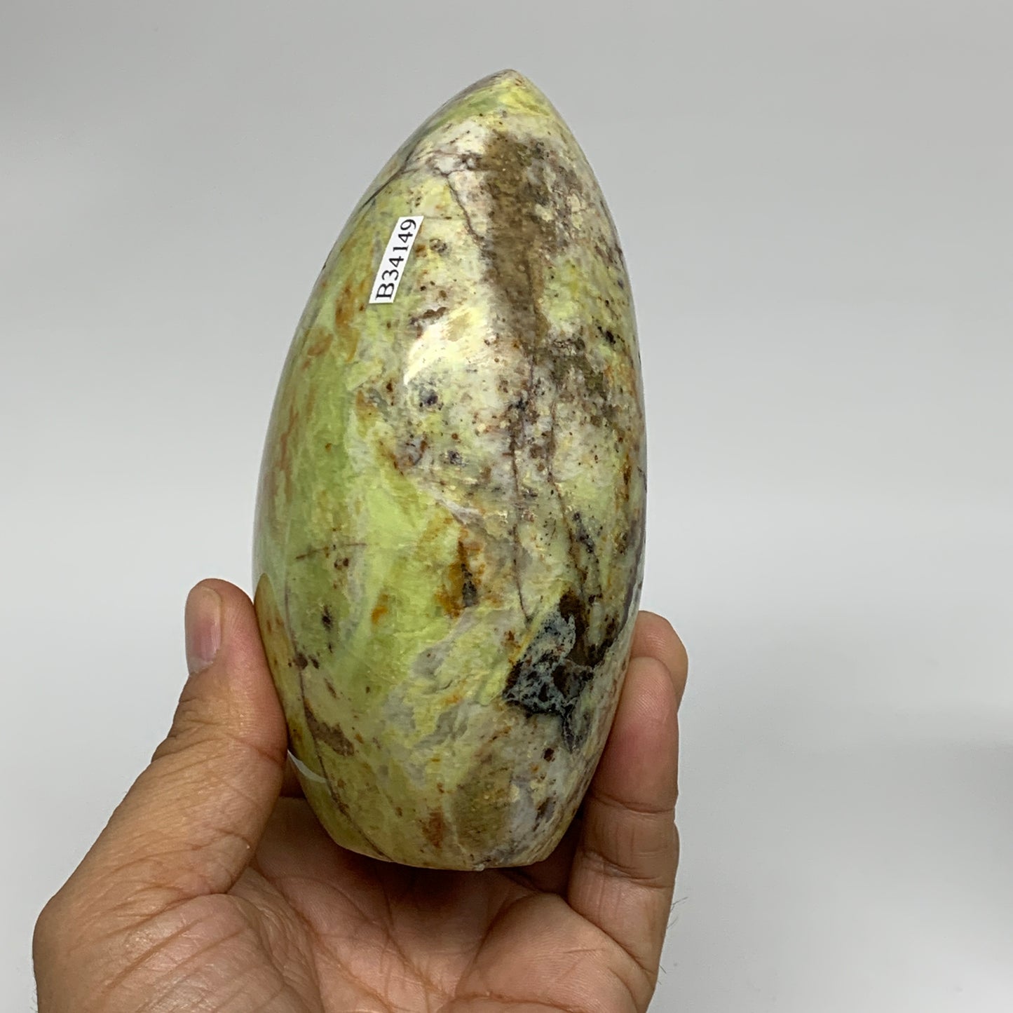 1.45 lbs, 4.7"x3.2"x2.3", Green Opal Crystal Freeform Polished Gemstone, B34149