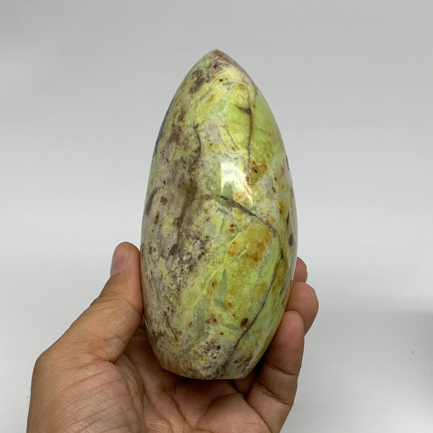 1.45 lbs, 4.7"x3.2"x2.3", Green Opal Crystal Freeform Polished Gemstone, B34149