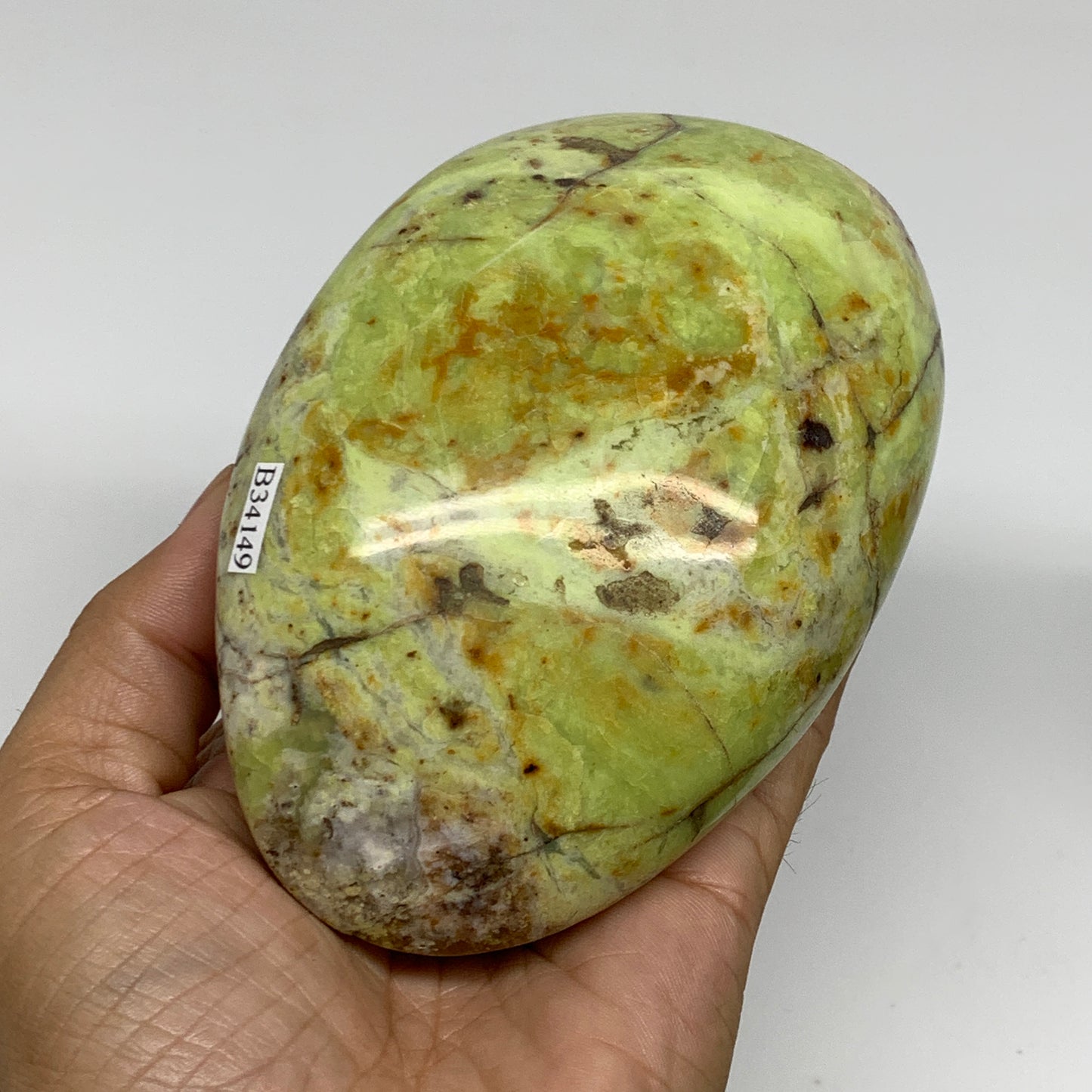 1.45 lbs, 4.7"x3.2"x2.3", Green Opal Crystal Freeform Polished Gemstone, B34149