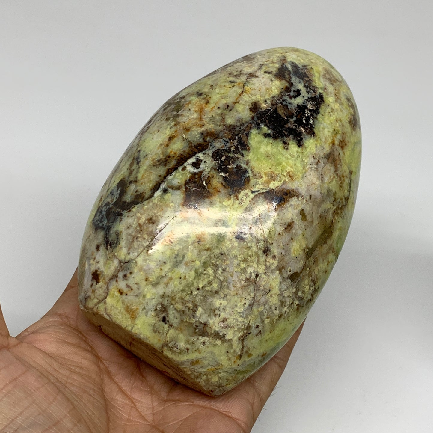 1.45 lbs, 4.7"x3.2"x2.3", Green Opal Crystal Freeform Polished Gemstone, B34149