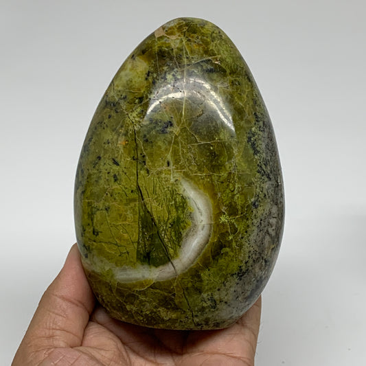 1.44 lbs, 4.7"x3.3"x2.1", Green Opal Crystal Freeform Polished Gemstone, B34155