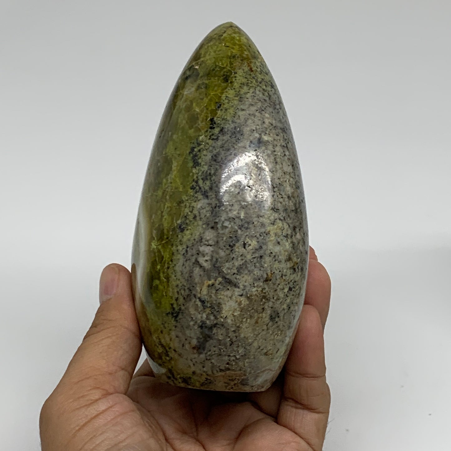 1.44 lbs, 4.7"x3.3"x2.1", Green Opal Crystal Freeform Polished Gemstone, B34155