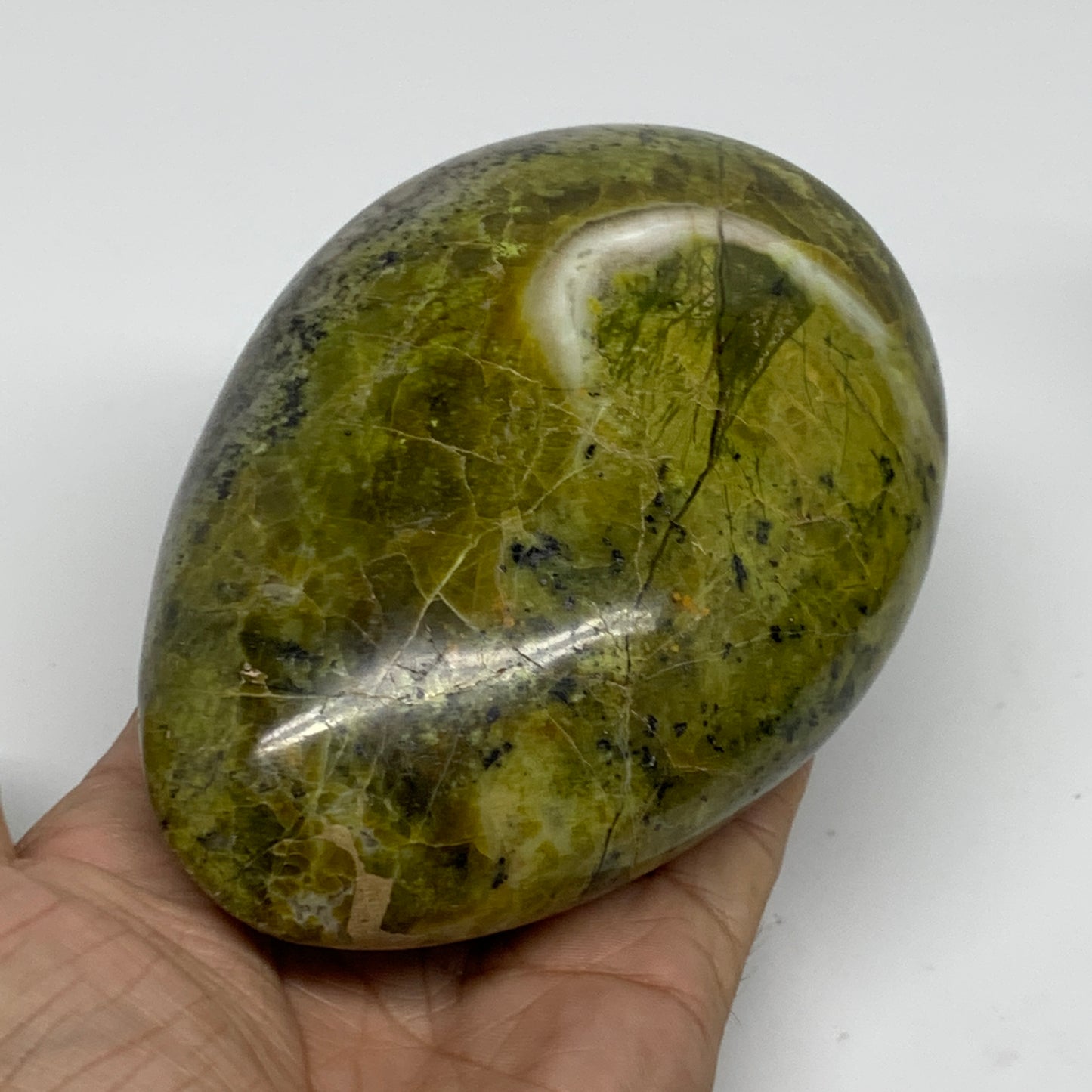 1.44 lbs, 4.7"x3.3"x2.1", Green Opal Crystal Freeform Polished Gemstone, B34155