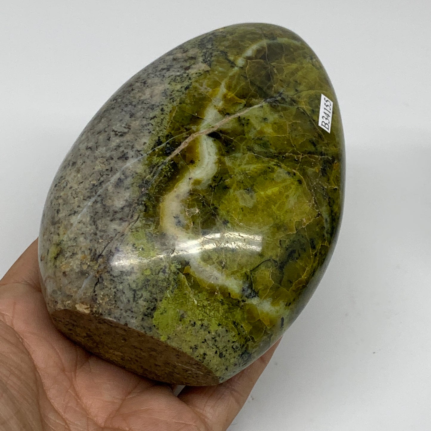 1.44 lbs, 4.7"x3.3"x2.1", Green Opal Crystal Freeform Polished Gemstone, B34155