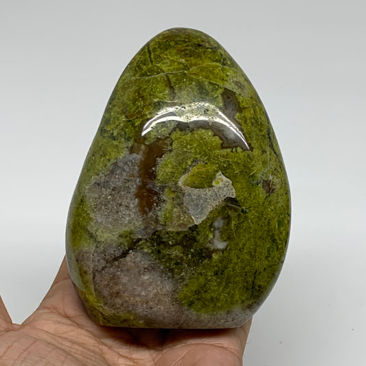 1.21 lbs, 4.1"x3.1"x2", Green Opal Crystal Freeform Polished Gemstone, B34156