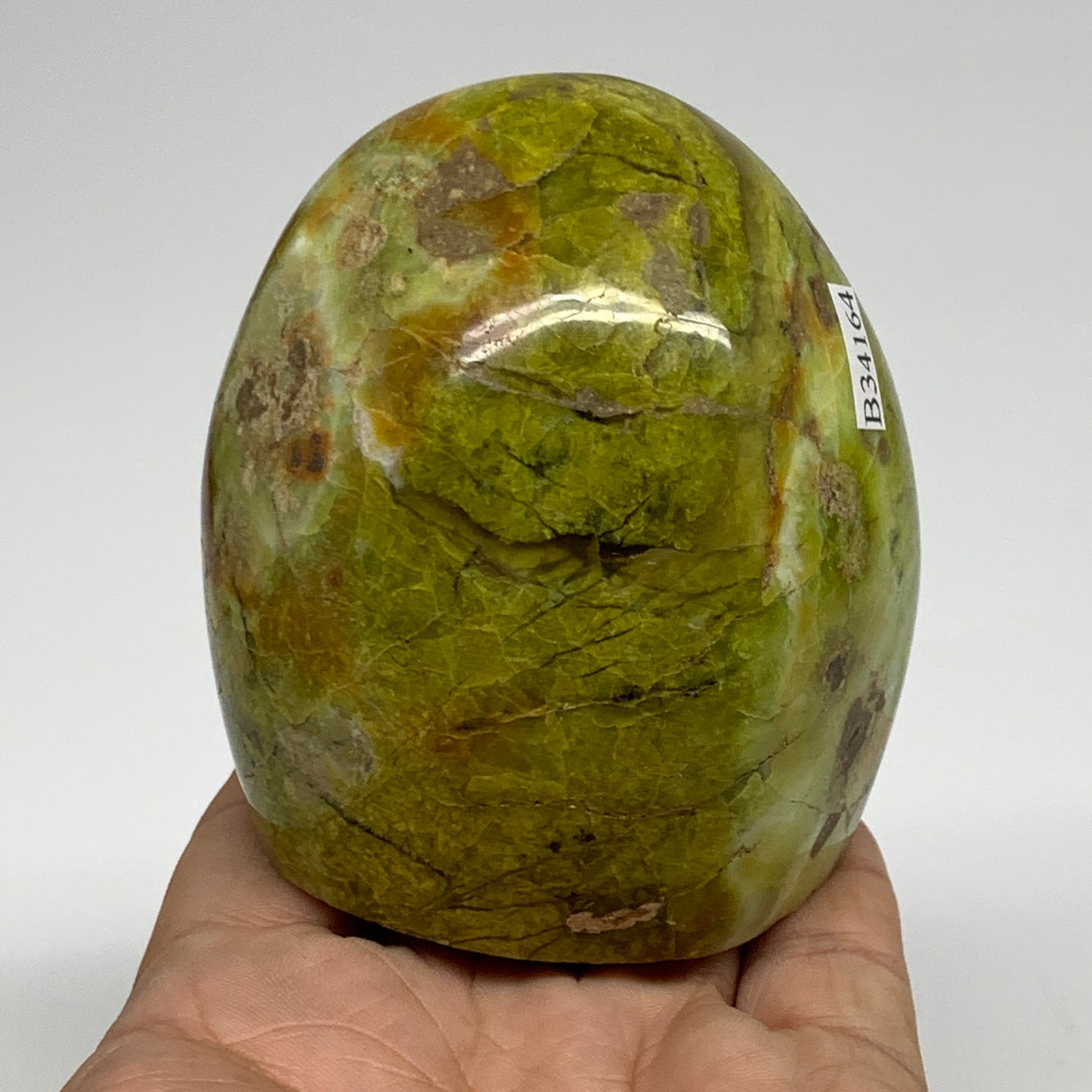 0.78 lbs, 3"x2.6"x.2.1", Green Opal Crystal Freeform Polished Gemstone, B34164