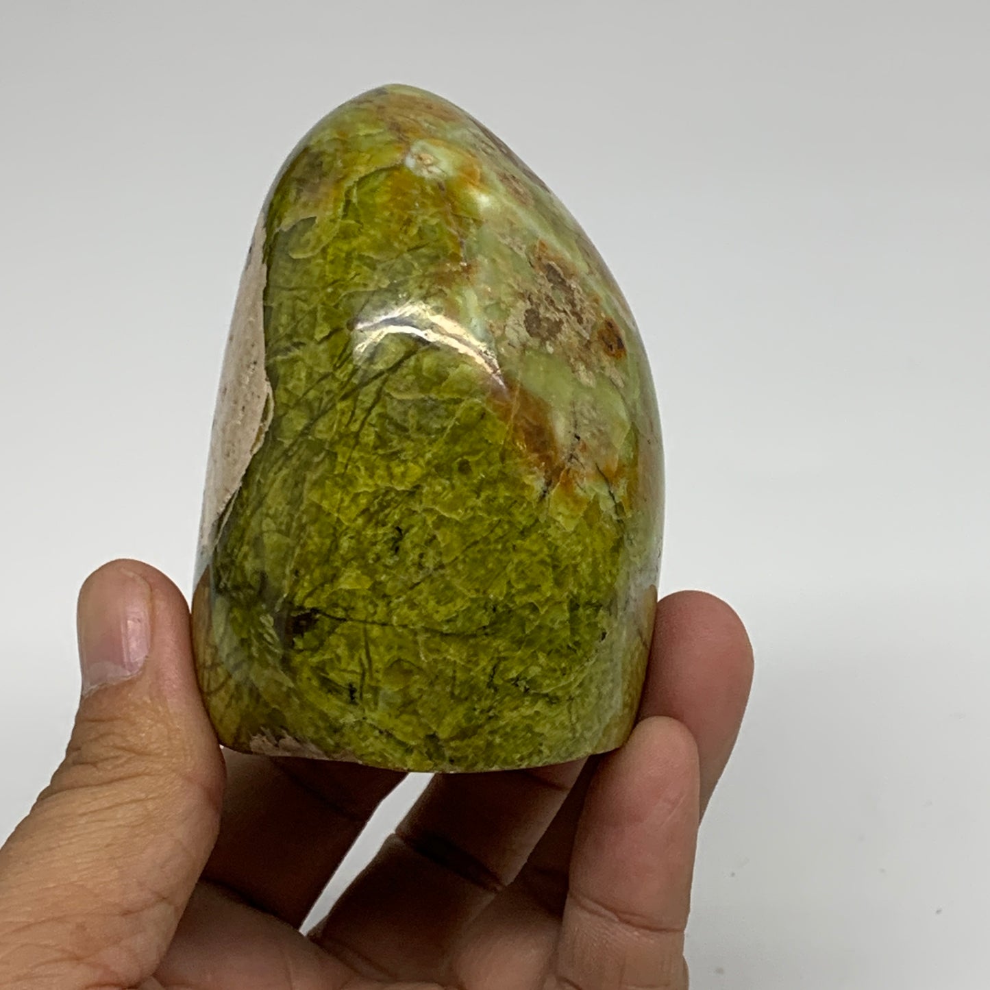 0.78 lbs, 3"x2.6"x.2.1", Green Opal Crystal Freeform Polished Gemstone, B34164