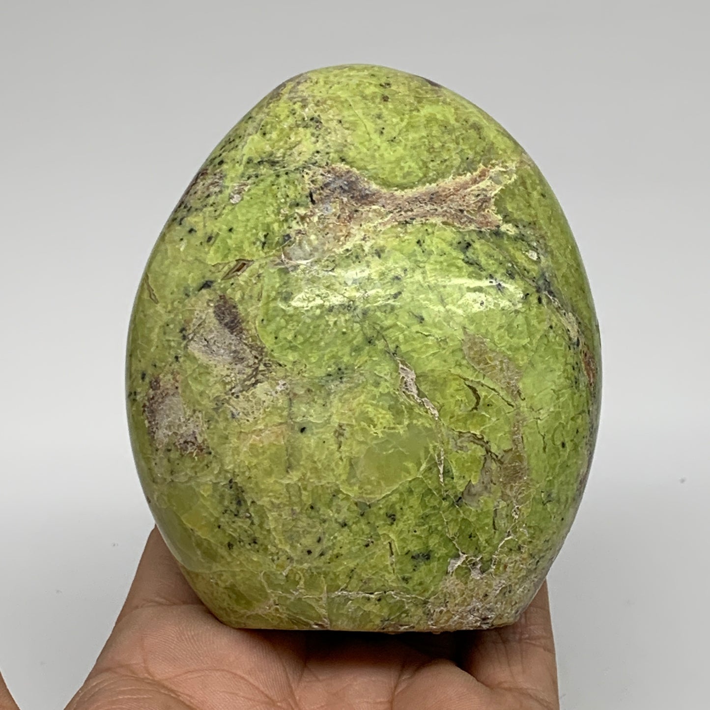 0.81 lbs, 3.6"x3"x.2", Green Opal Crystal Freeform Polished Gemstone, B34165