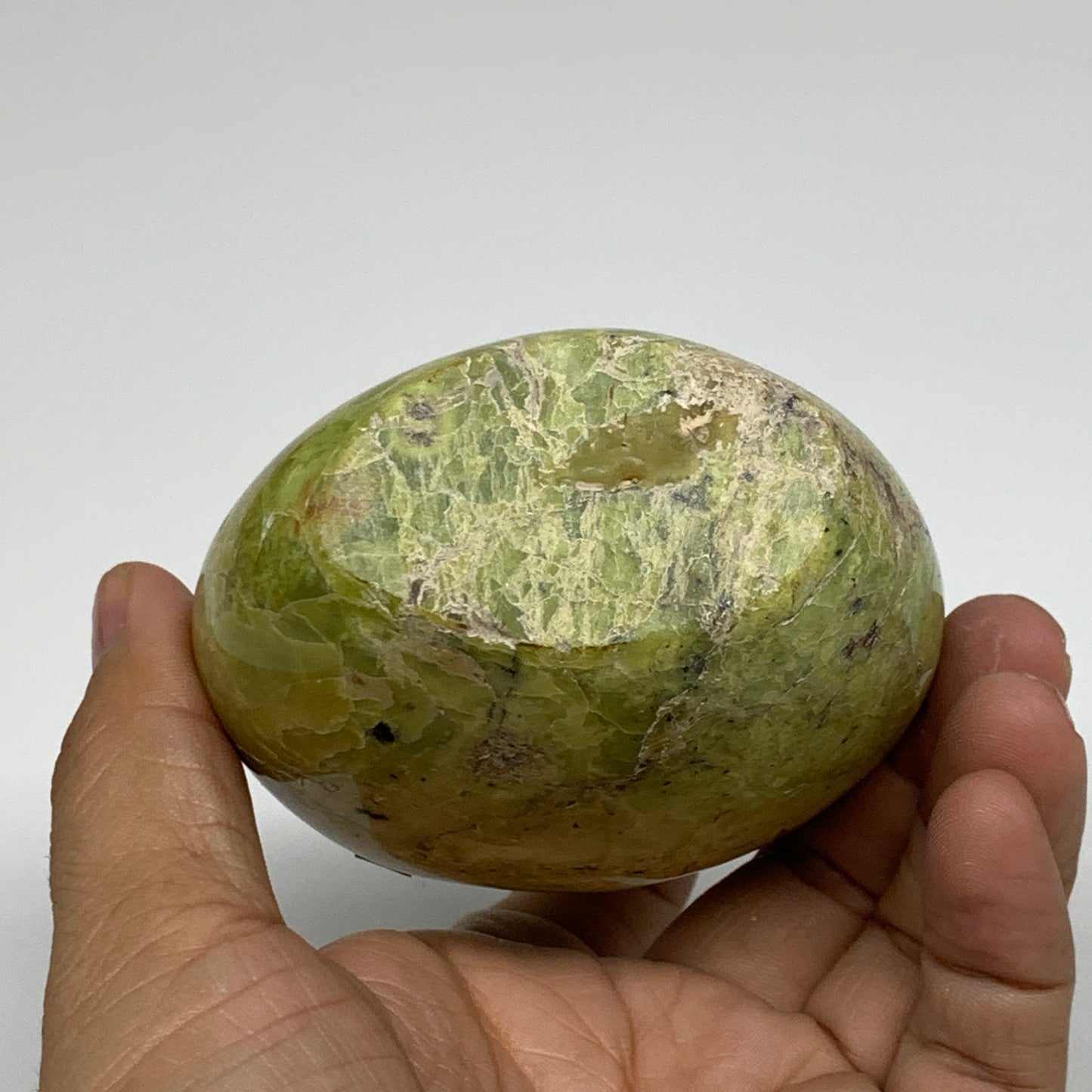 0.81 lbs, 3.6"x3"x.2", Green Opal Crystal Freeform Polished Gemstone, B34165