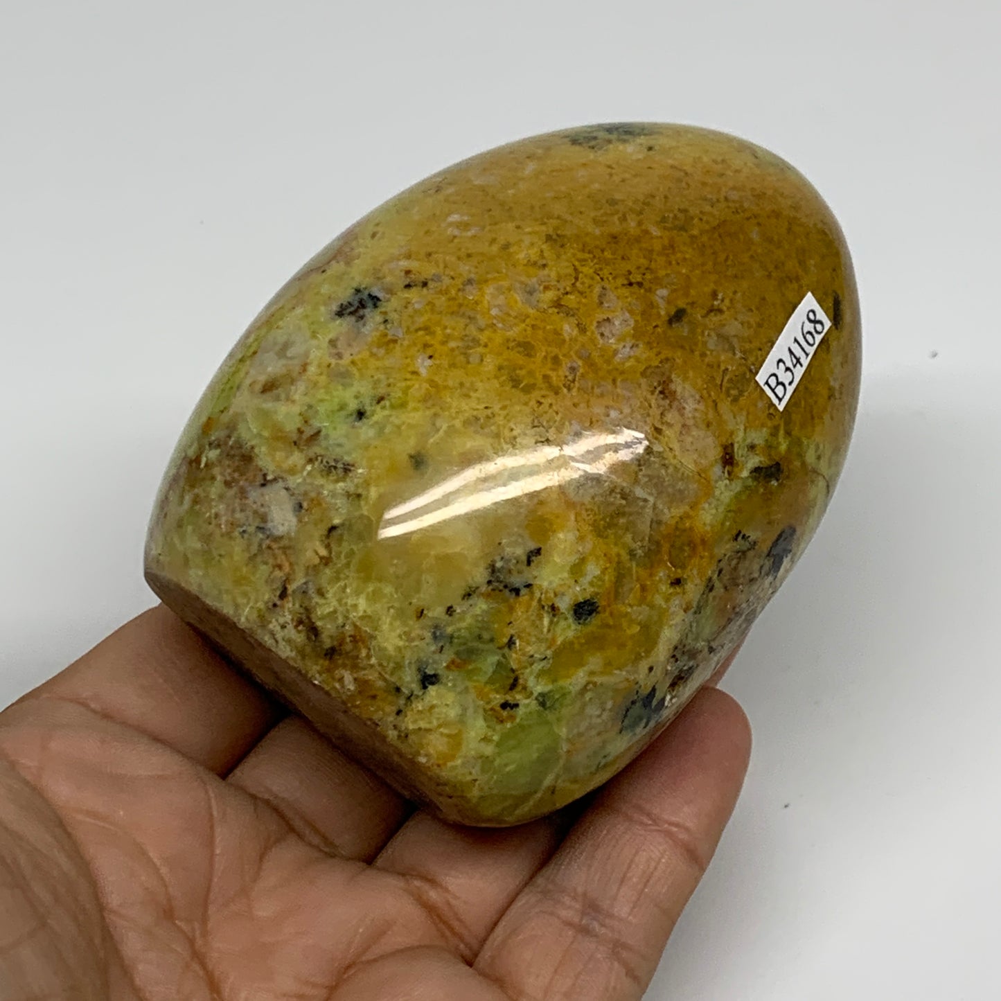 0.63 lbs, 3.2"x2.5"x.1.9", Green Opal Crystal Freeform Polished Gemstone, B34168