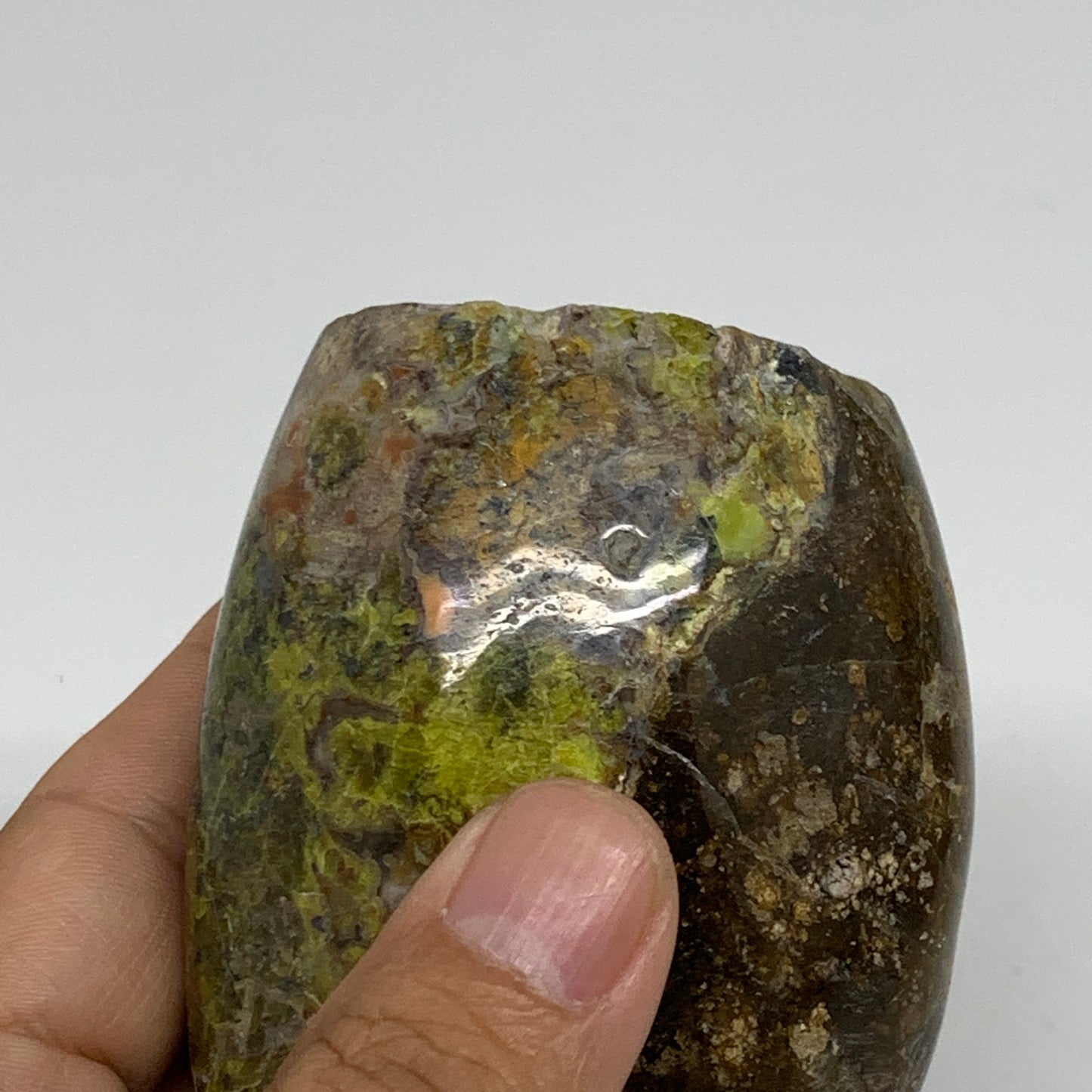 0.74 lbs, 3.5"x2.4"x.1.8", Green Opal Crystal Freeform Polished Gemstone, B34174