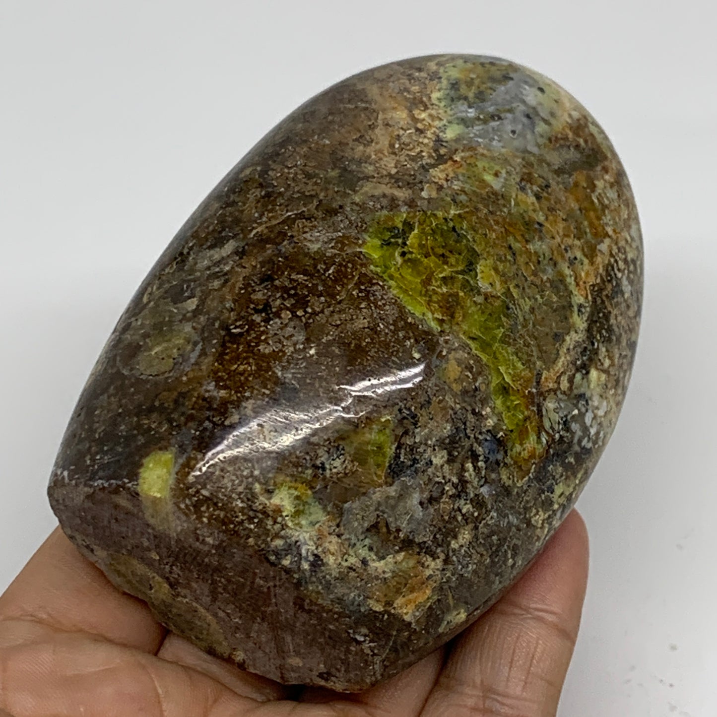 0.74 lbs, 3.5"x2.4"x.1.8", Green Opal Crystal Freeform Polished Gemstone, B34174