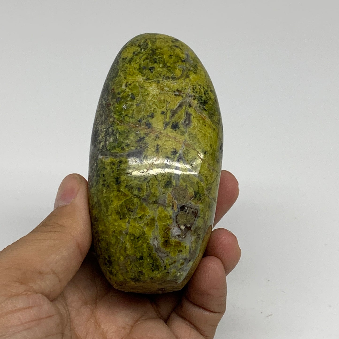 0.6 lbs, 3.5"x2.1"x.1.9", Green Opal Crystal Freeform Polished Gemstone, B34176