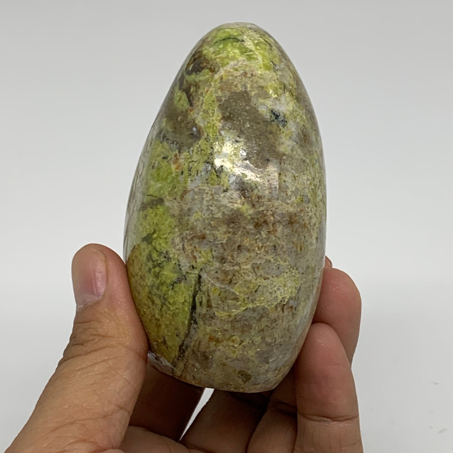 0.74 lbs, 3.3"x2.8"x.1.8", Green Opal Crystal Freeform Polished Gemstone, B34179