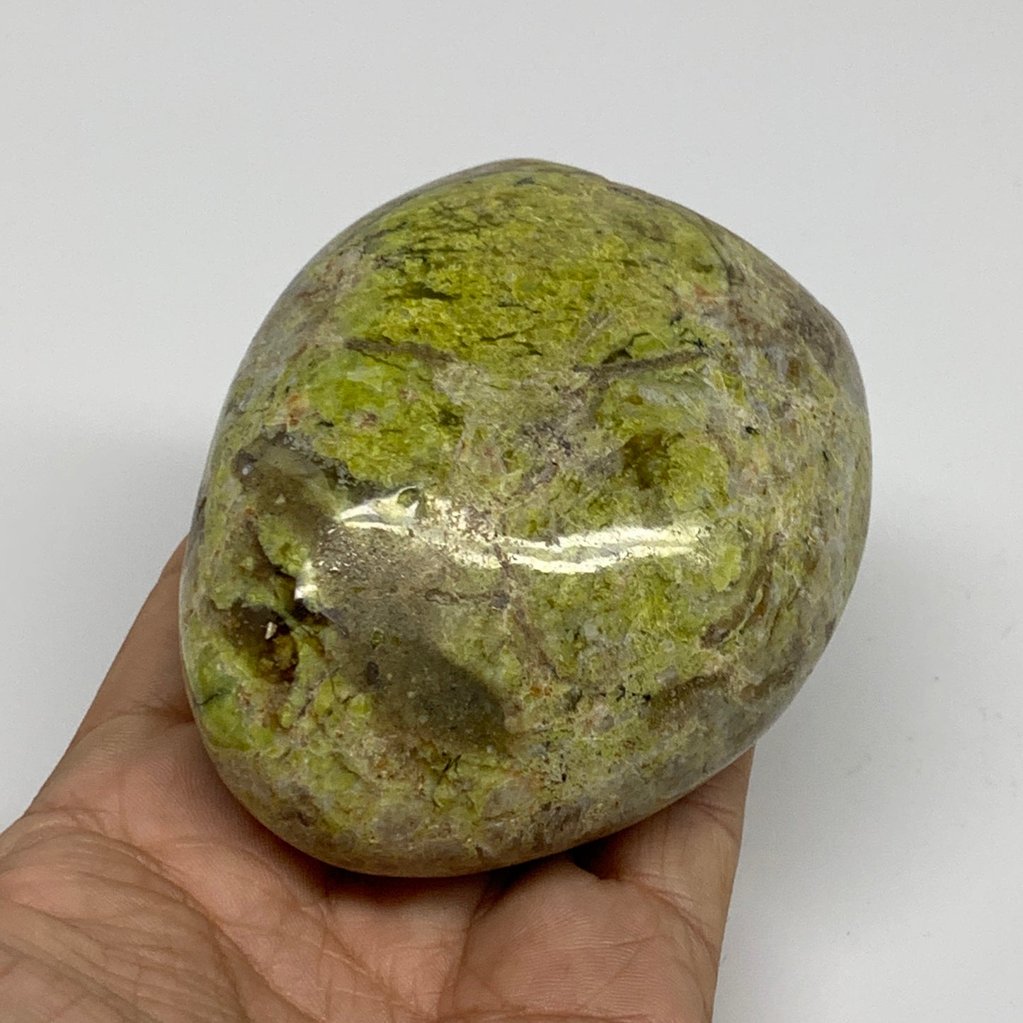 0.74 lbs, 3.3"x2.8"x.1.8", Green Opal Crystal Freeform Polished Gemstone, B34179