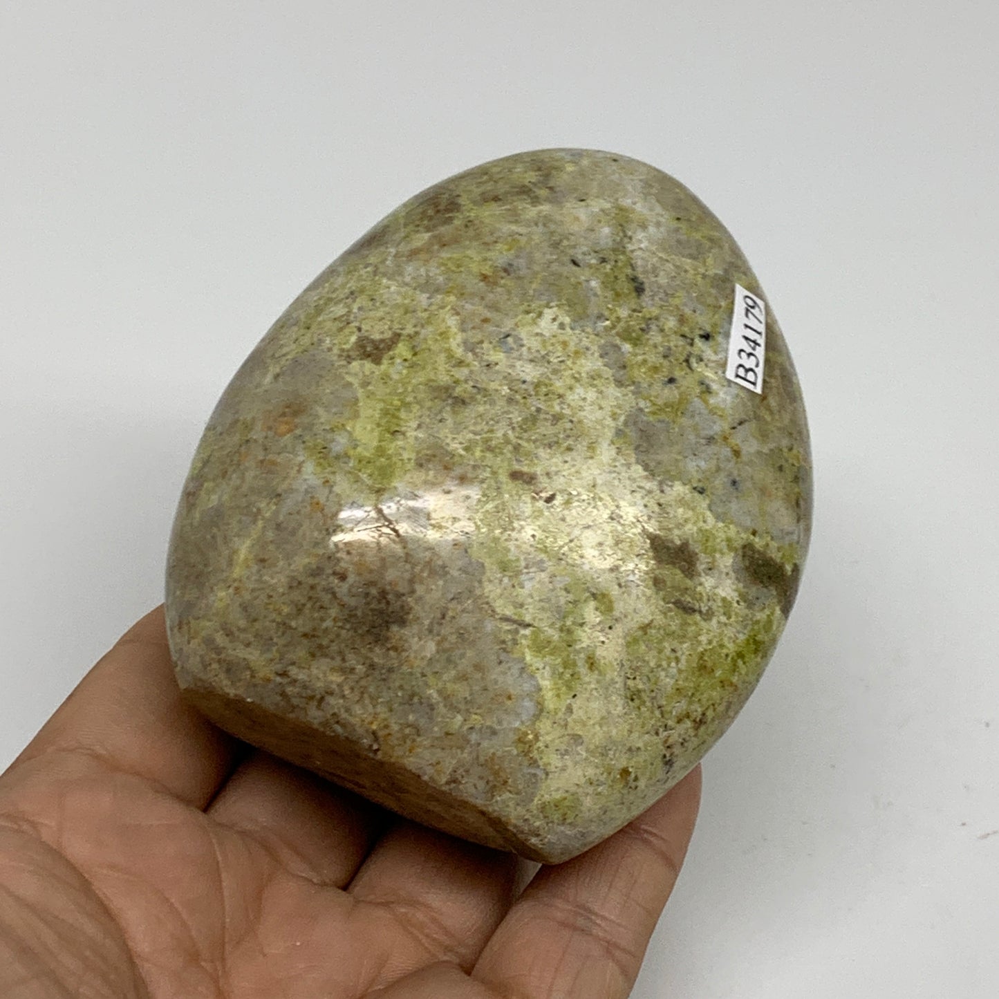 0.74 lbs, 3.3"x2.8"x.1.8", Green Opal Crystal Freeform Polished Gemstone, B34179