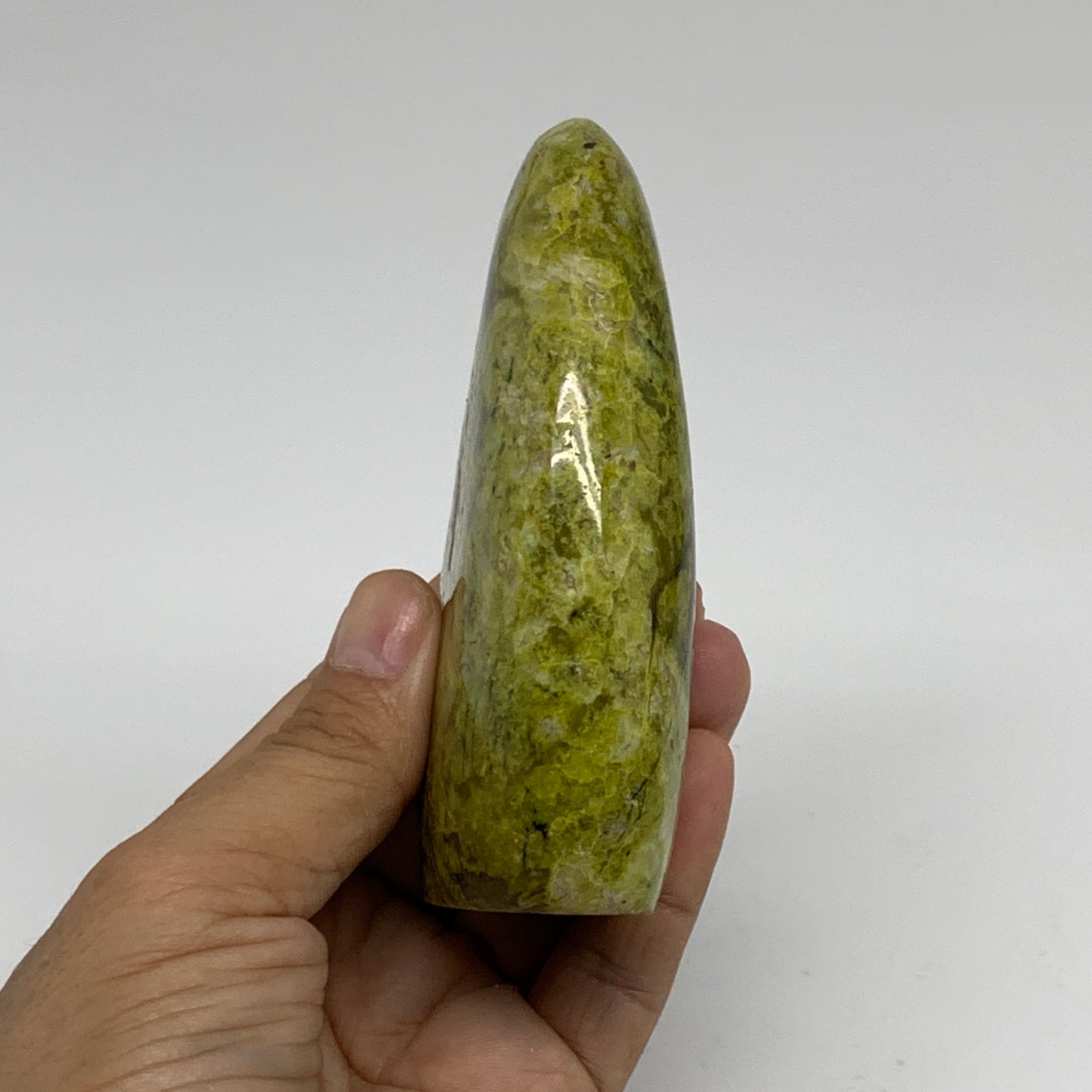 0.58 lbs, 4"x2.4"x.1.2", Green Opal Crystal Freeform Polished Gemstone, B34181