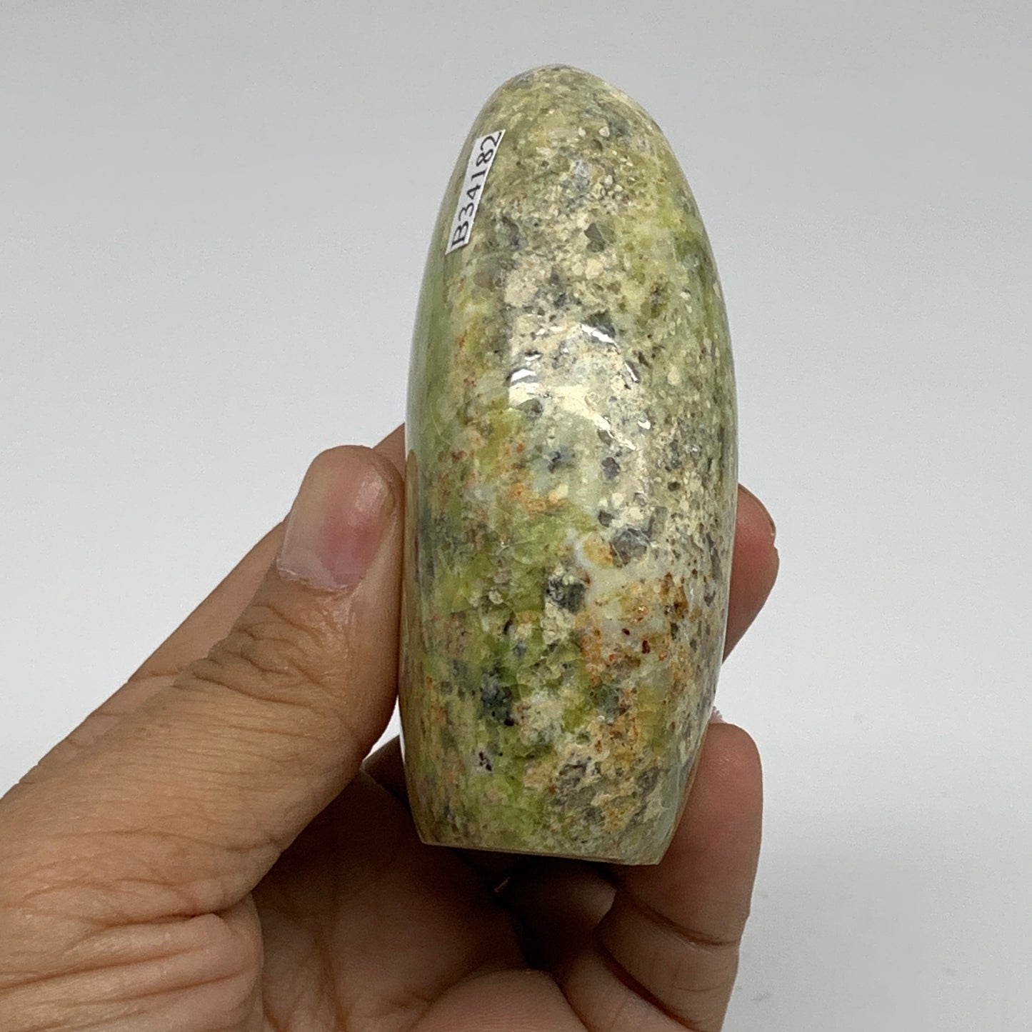 0.4 lbs, 3.2"x2"x.1.3", Green Opal Crystal Freeform Polished Gemstone, B34182