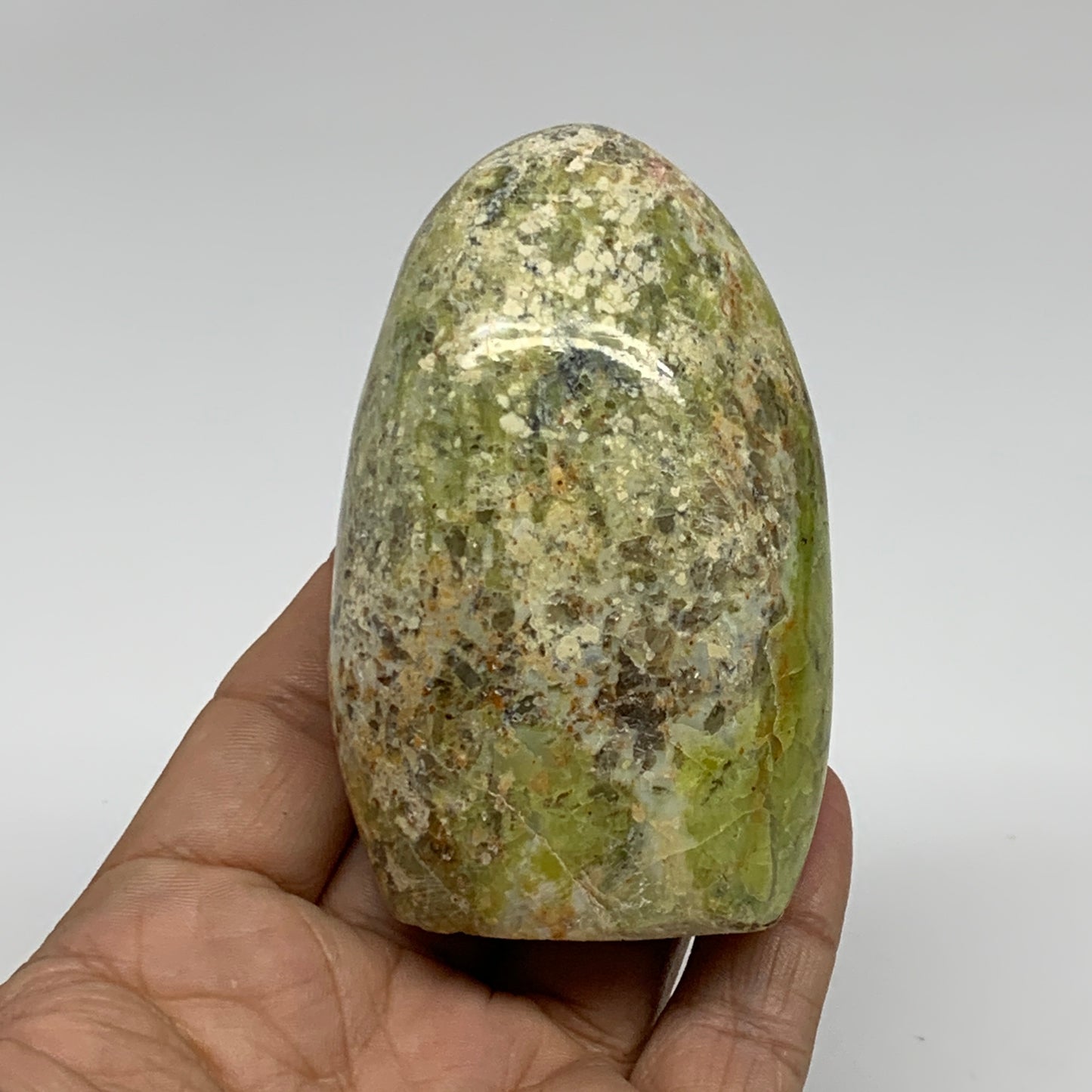 0.4 lbs, 3.2"x2"x.1.3", Green Opal Crystal Freeform Polished Gemstone, B34182