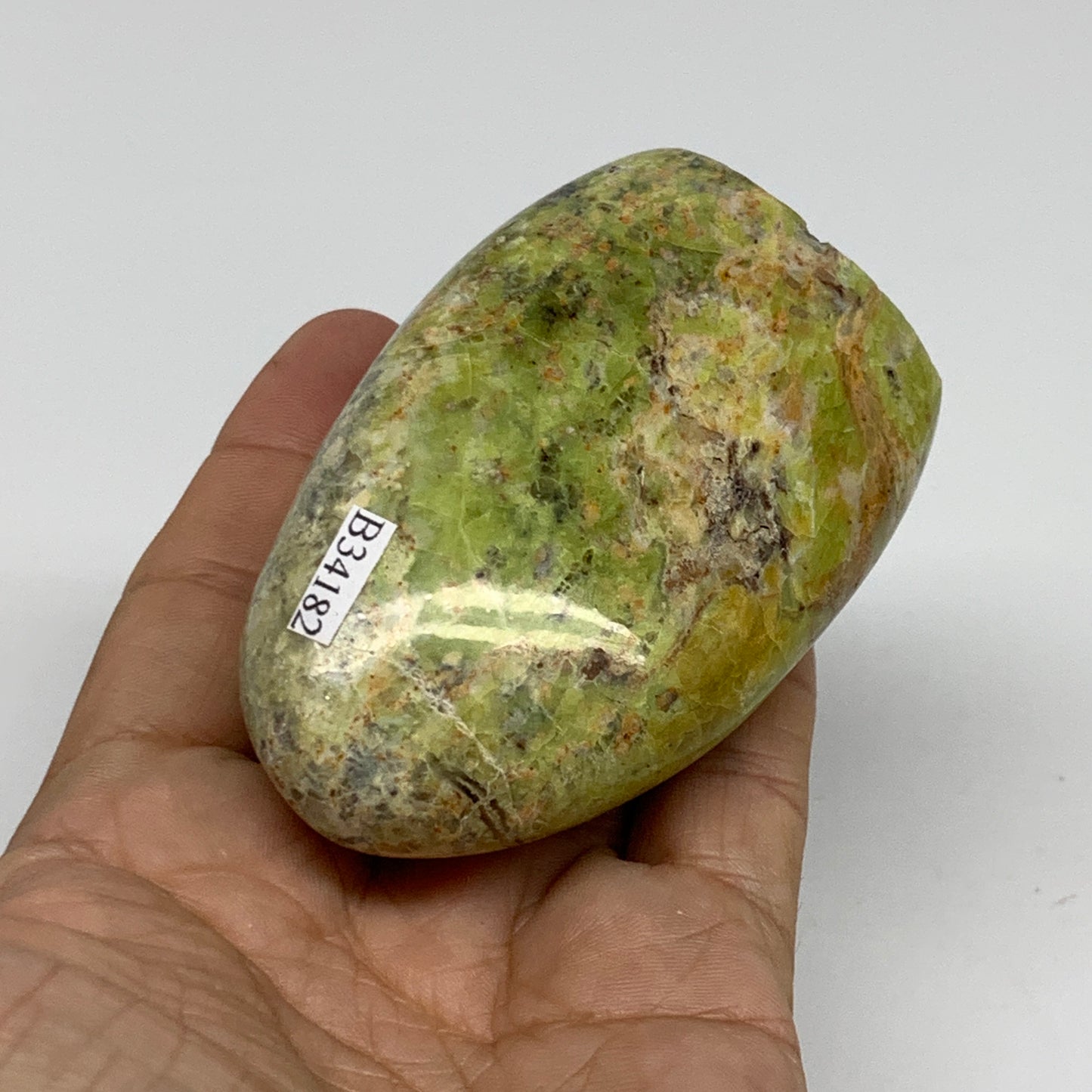 0.4 lbs, 3.2"x2"x.1.3", Green Opal Crystal Freeform Polished Gemstone, B34182