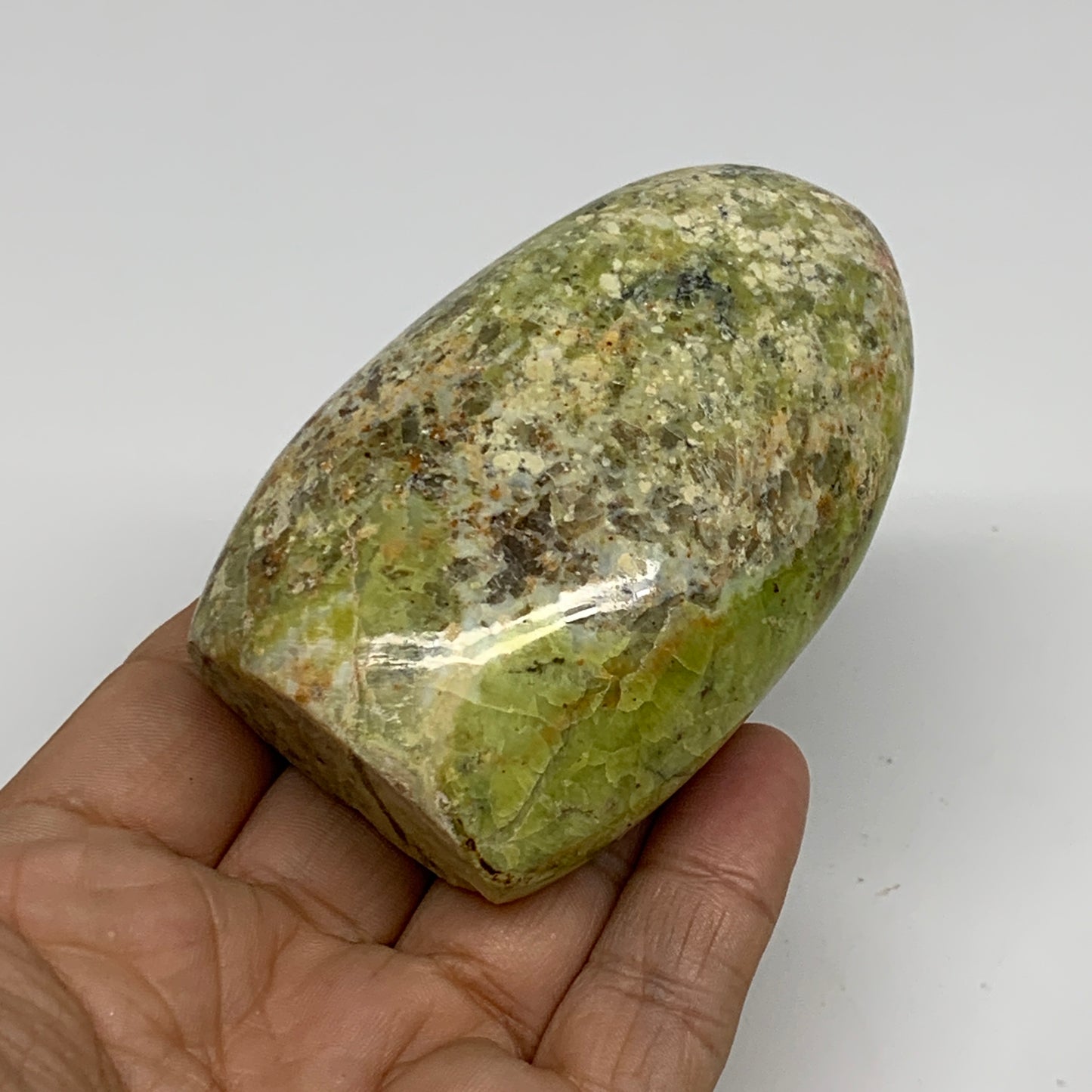 0.4 lbs, 3.2"x2"x.1.3", Green Opal Crystal Freeform Polished Gemstone, B34182