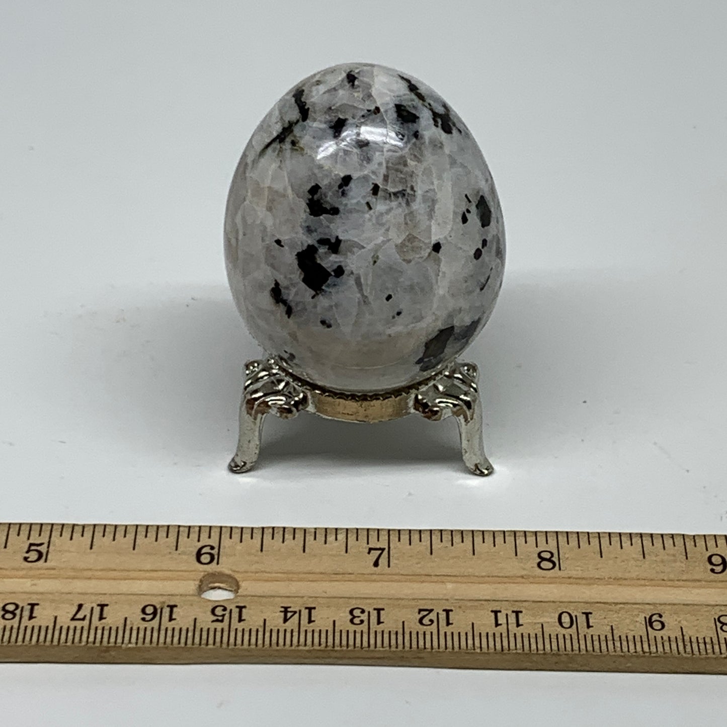 135.5g, 2.1"x1.7", Natural Gemstone White Rainbow Moonstone Egg, B34286