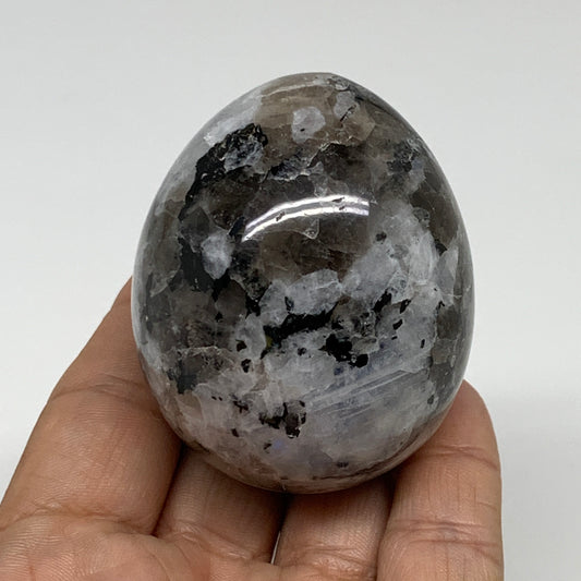 182.9g, 2.3"x1.9", Natural Gemstone White Rainbow Moonstone Egg, B34295