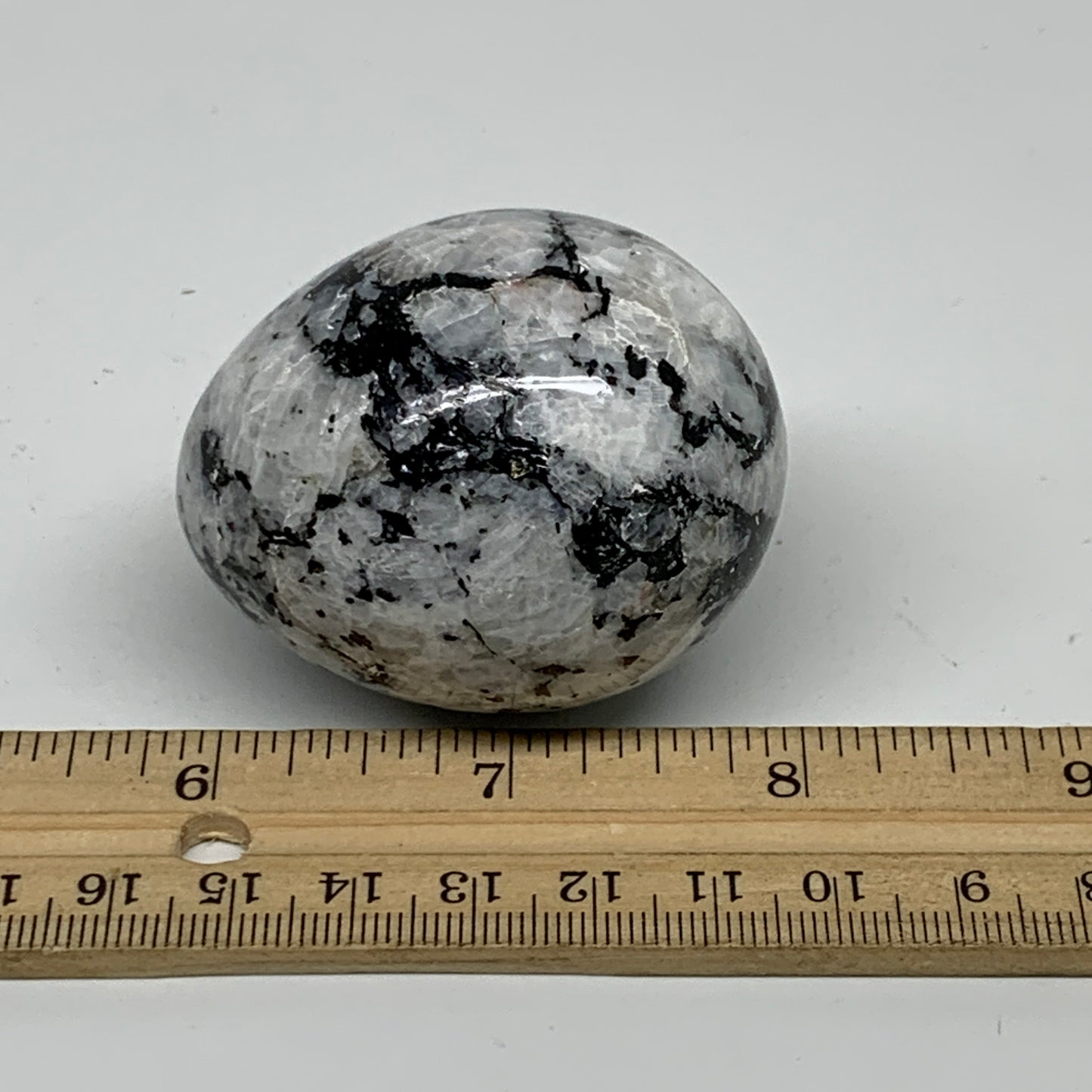 143.4g, 2.1"x1.7", Natural Gemstone White Rainbow Moonstone Egg, B34296