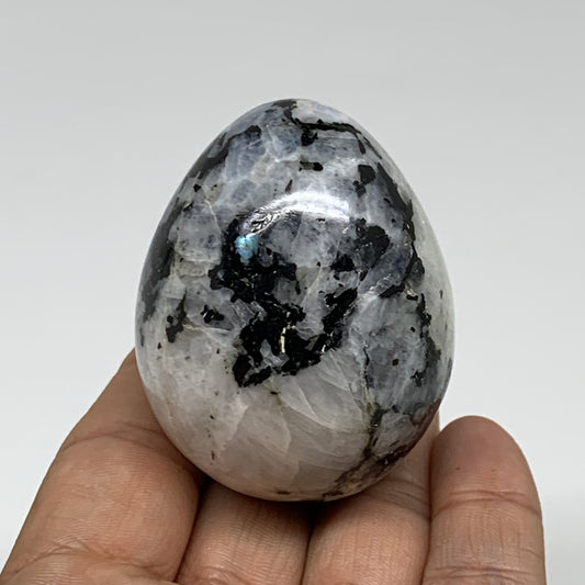 133.2g, 2.2"x1.7", Natural Gemstone White Rainbow Moonstone Egg, B34300