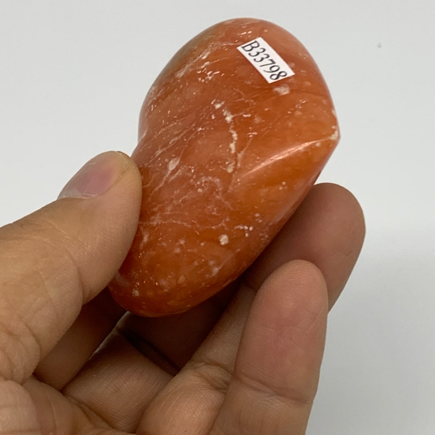 86.7g,2"x2.4"x1" Orange Calcite Heart Gemstones from Madagascar, B33798