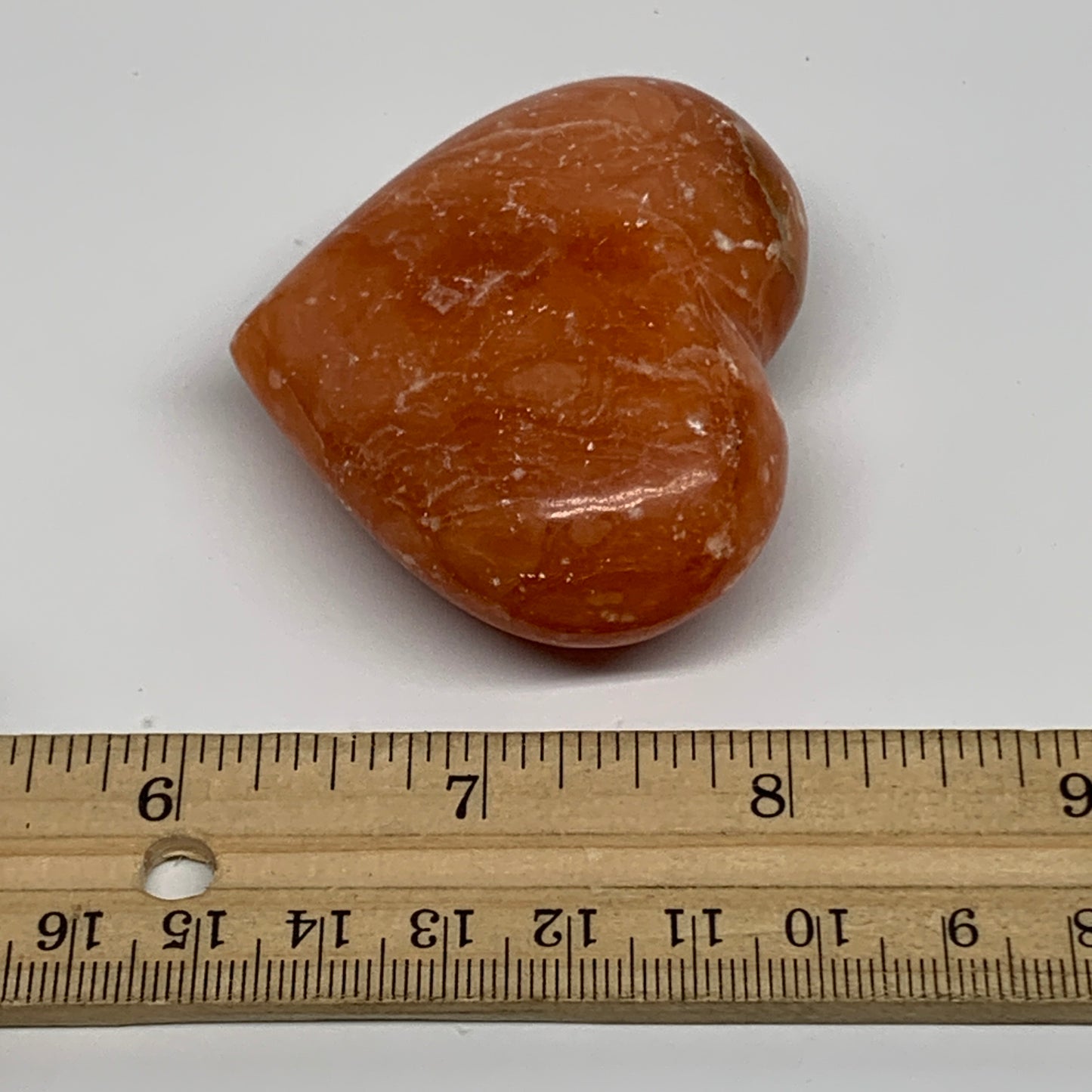 86.7g,2"x2.4"x1" Orange Calcite Heart Gemstones from Madagascar, B33798