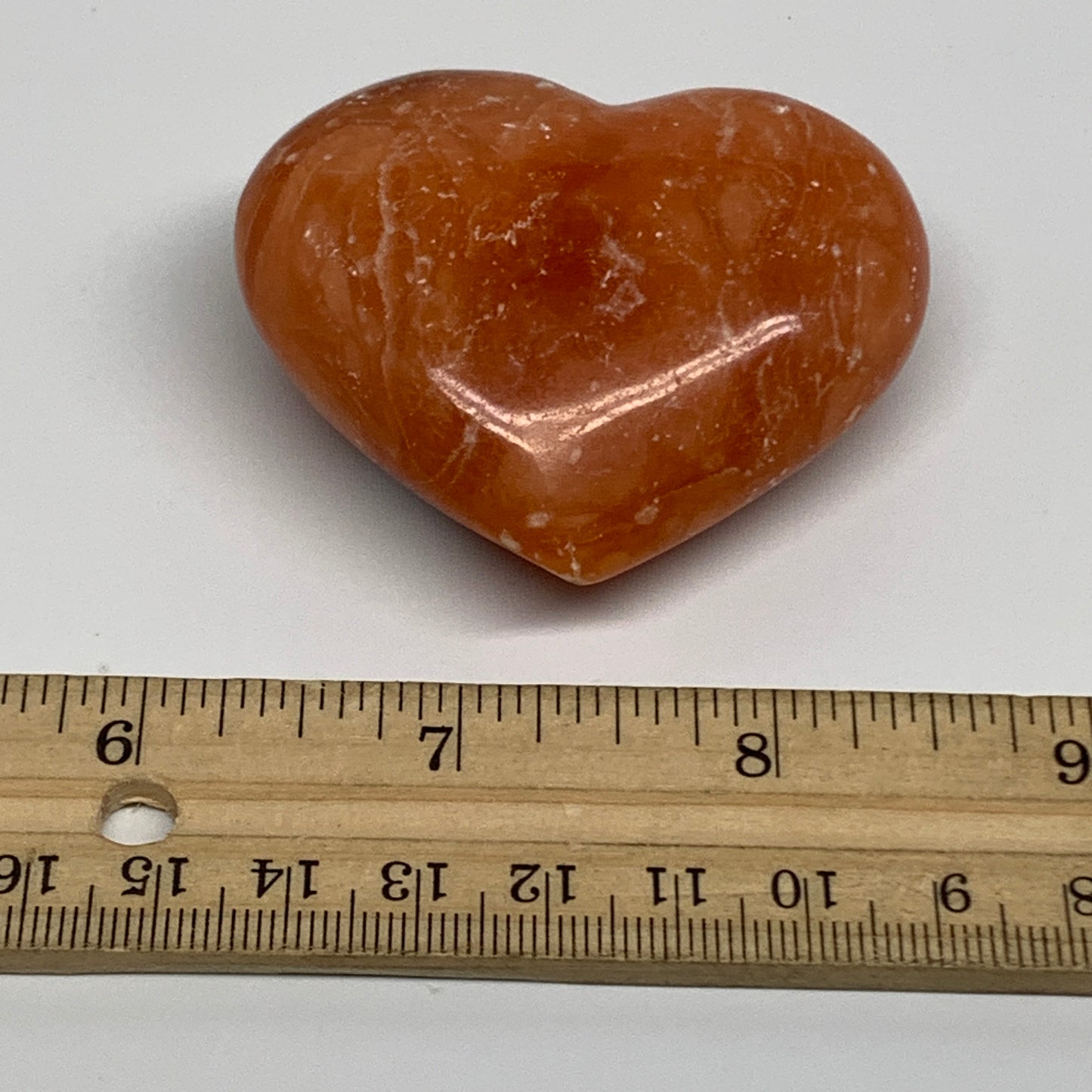 86.7g,2"x2.4"x1" Orange Calcite Heart Gemstones from Madagascar, B33798