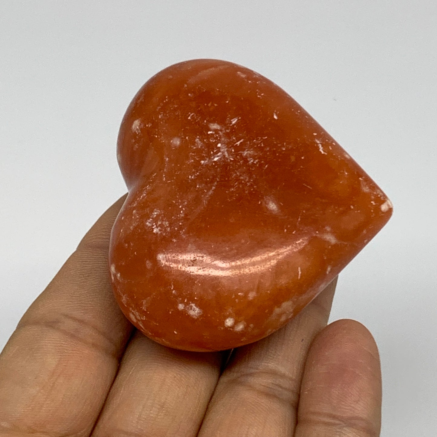 86.5g,2"x2.4"x1" Orange Calcite Heart Gemstones from Madagascar, B33799