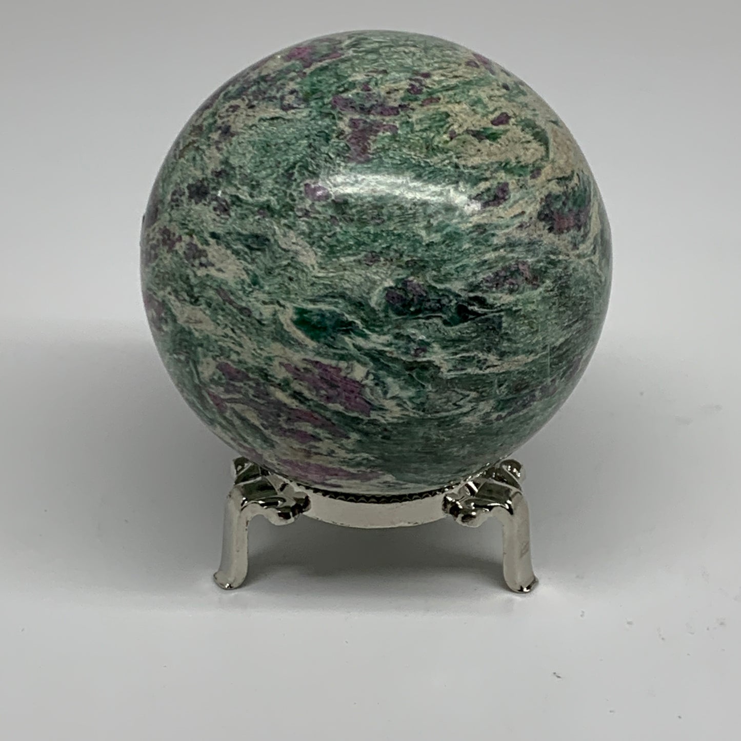 1.35 lbs, 2.9"(75mm), Zoisite with Ruby Sphere Sphere Ball Crystal, B25213