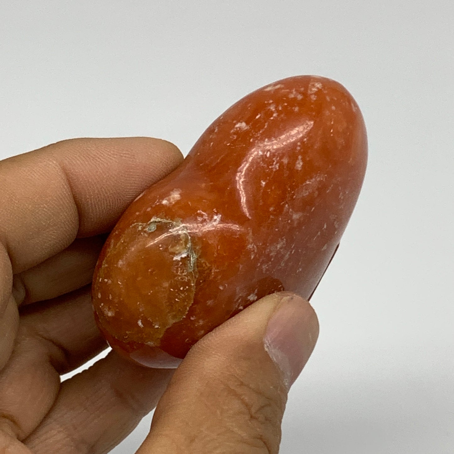 86.5g,2"x2.4"x1" Orange Calcite Heart Gemstones from Madagascar, B33799