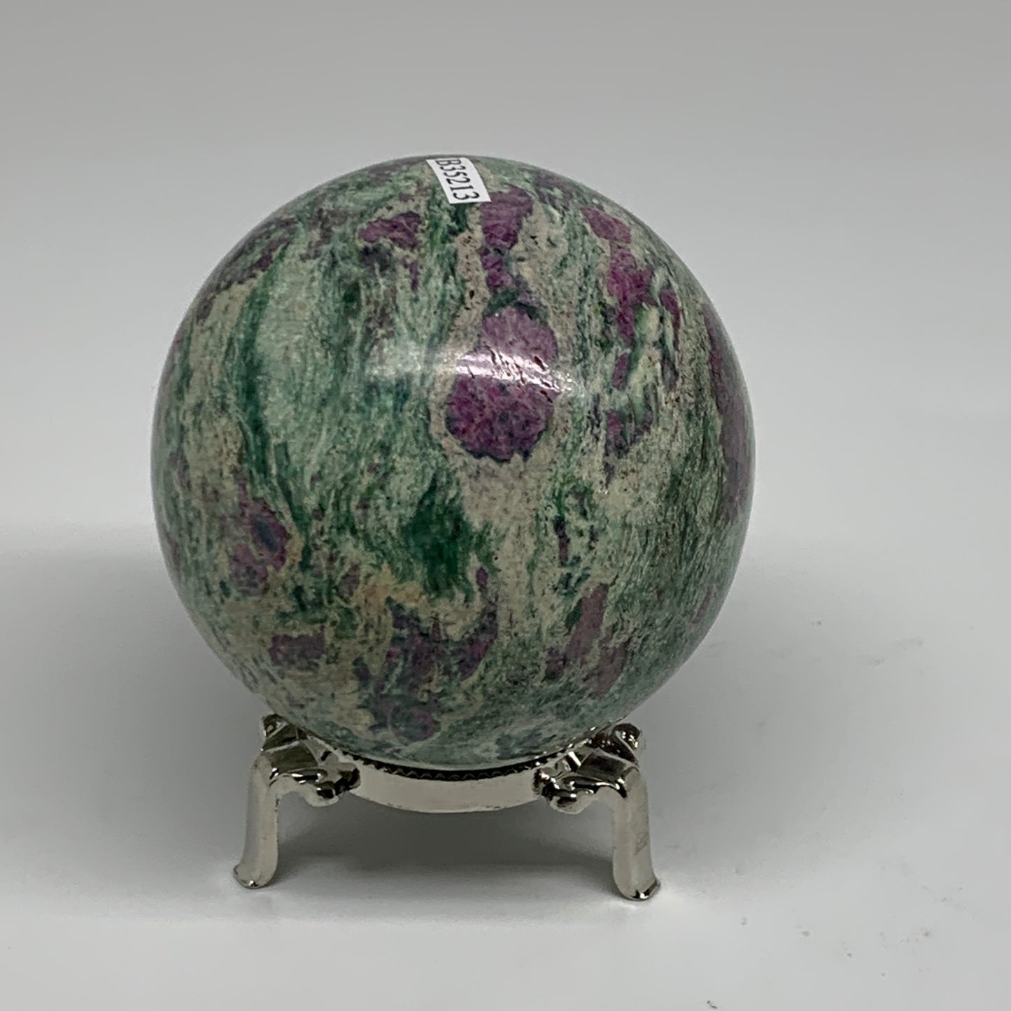 1.35 lbs, 2.9"(75mm), Zoisite with Ruby Sphere Sphere Ball Crystal, B25213