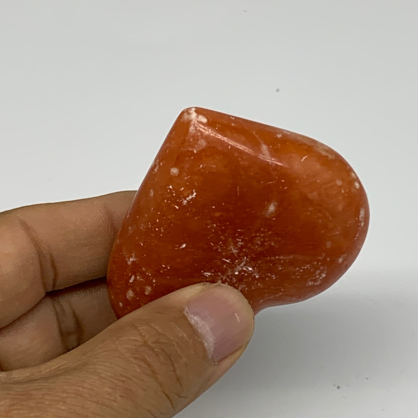 86.5g,2"x2.4"x1" Orange Calcite Heart Gemstones from Madagascar, B33799