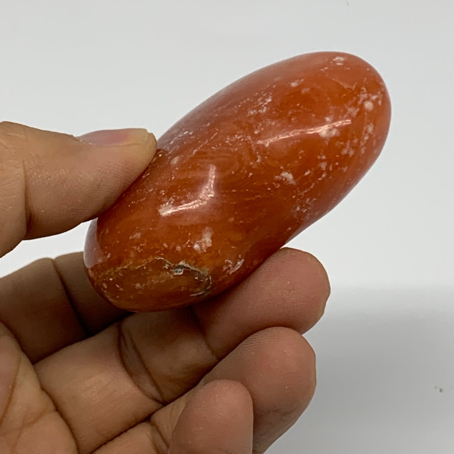 86.5g,2"x2.4"x1" Orange Calcite Heart Gemstones from Madagascar, B33799