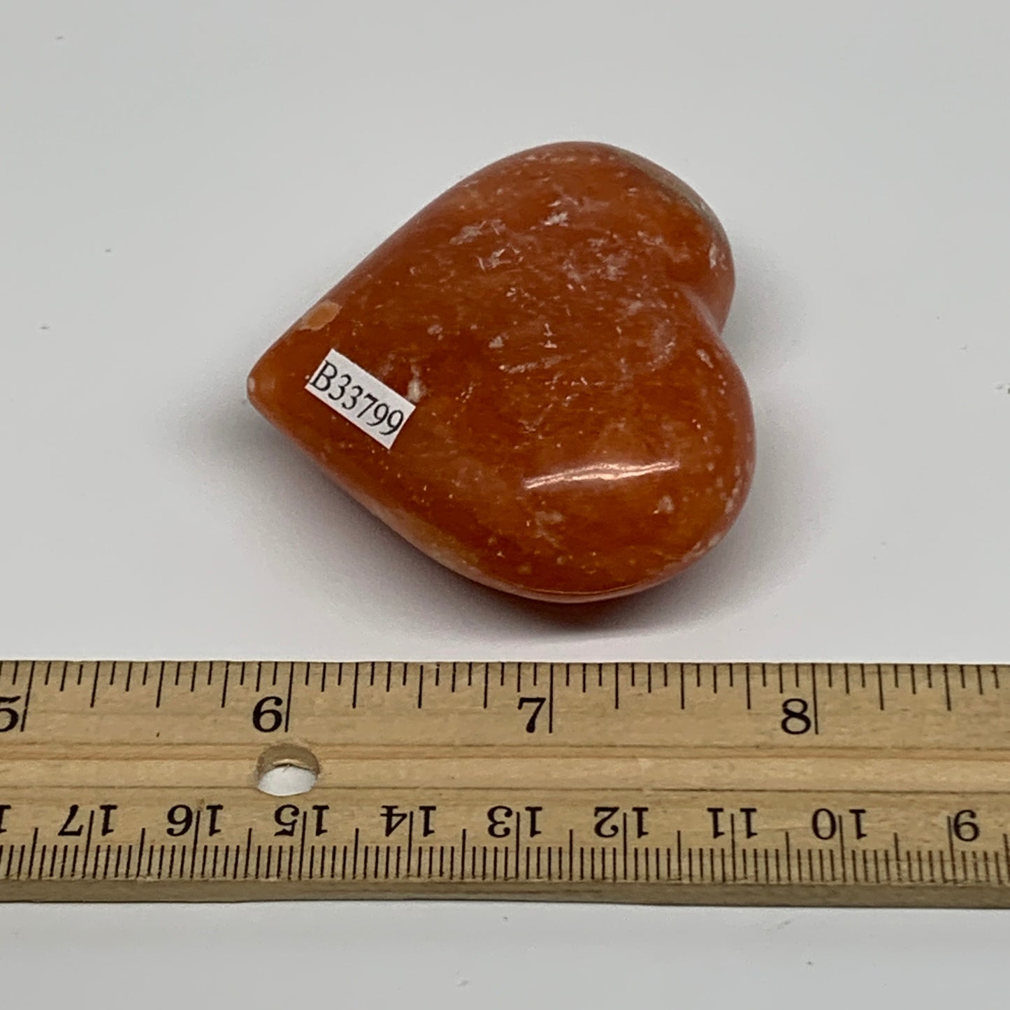 86.5g,2"x2.4"x1" Orange Calcite Heart Gemstones from Madagascar, B33799