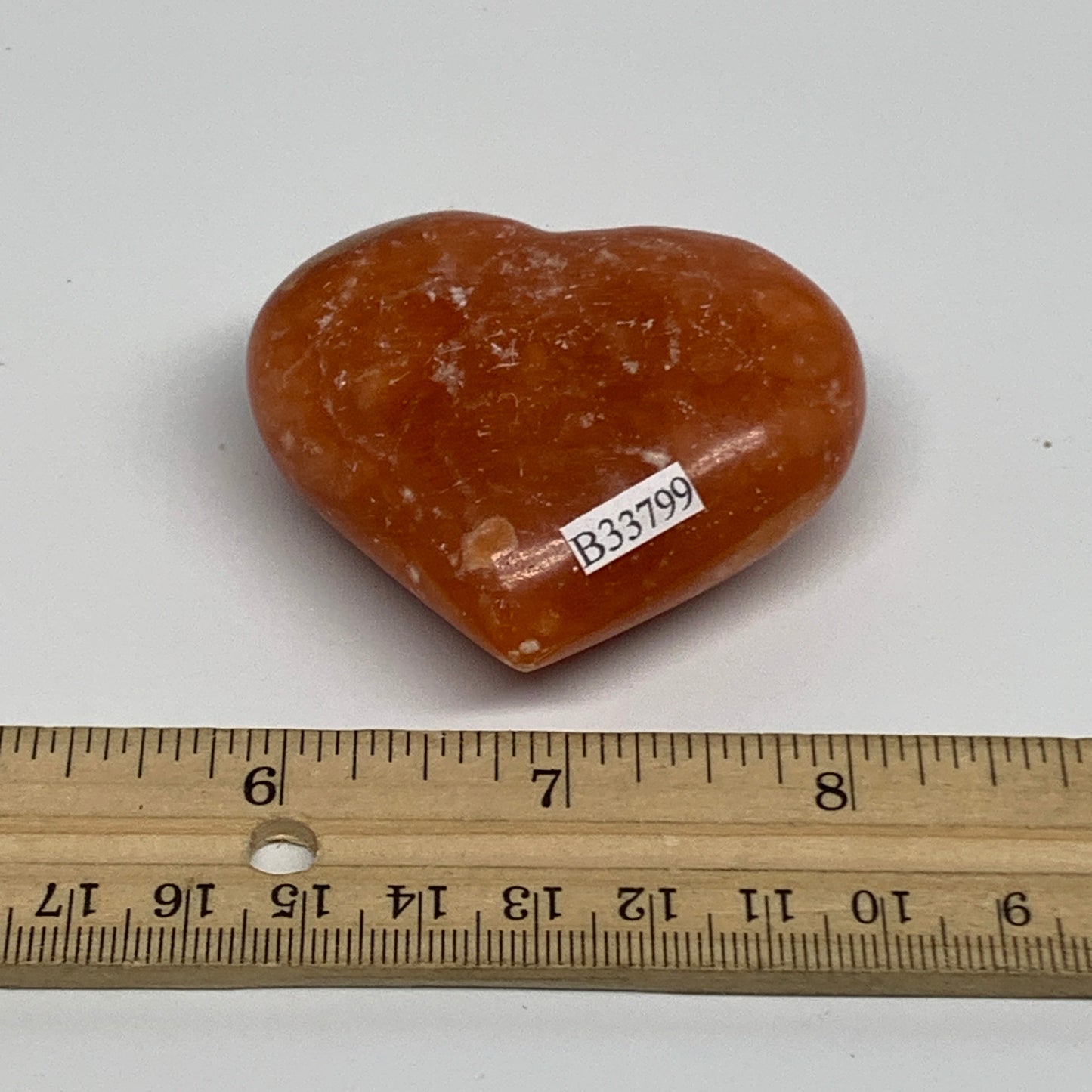 86.5g,2"x2.4"x1" Orange Calcite Heart Gemstones from Madagascar, B33799