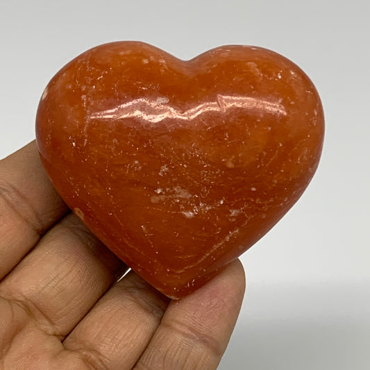 108.9g,2.1"x2.4"x1.1" Orange Calcite Heart Gemstones from Madagascar, B33800