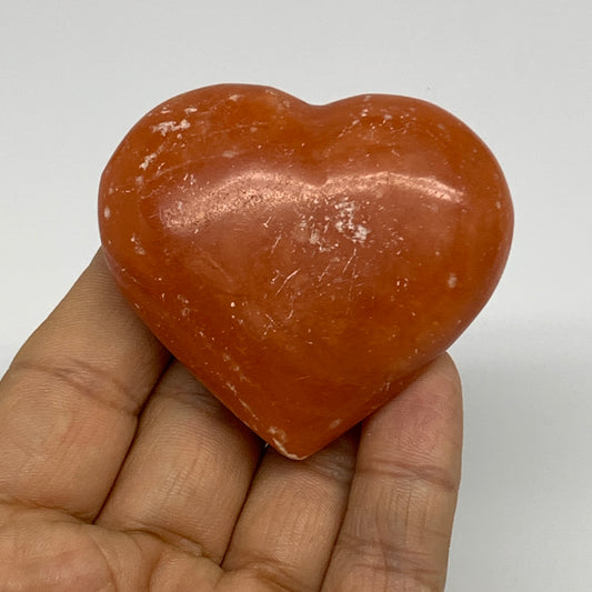 80.3g,2.1"x2.3"x0.9" Orange Calcite Heart Gemstones from Madagascar, B33801