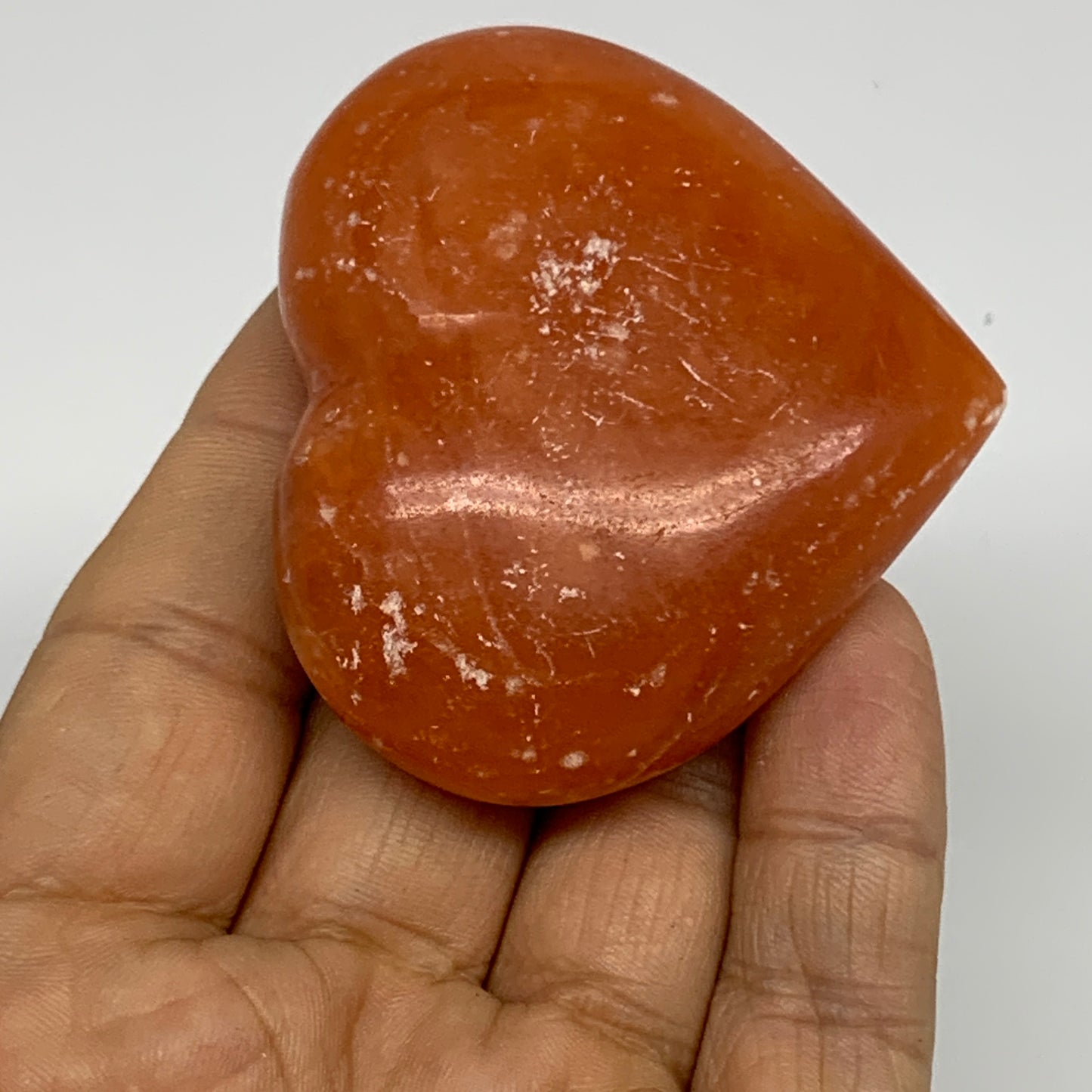 80.3g,2.1"x2.3"x0.9" Orange Calcite Heart Gemstones from Madagascar, B33801