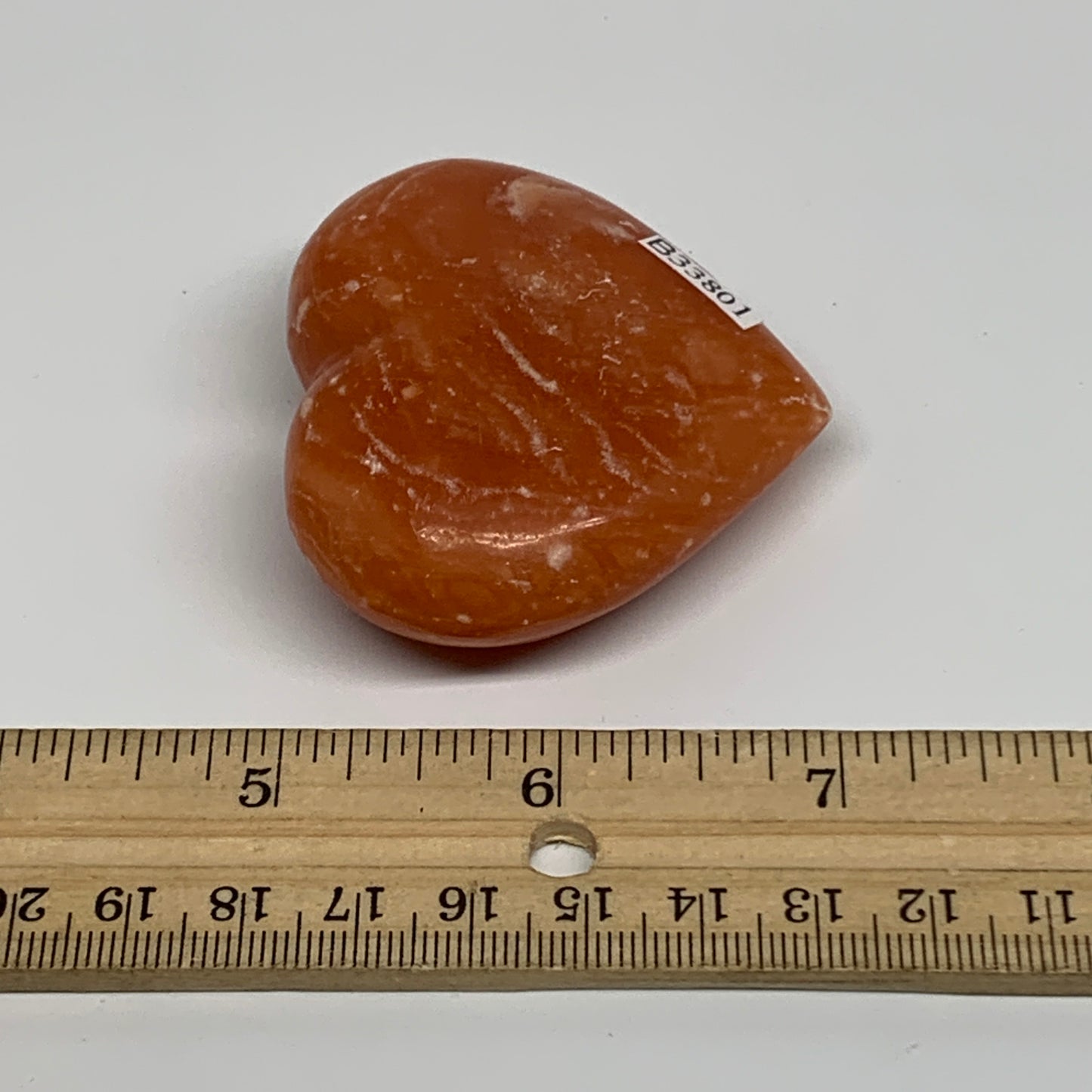 80.3g,2.1"x2.3"x0.9" Orange Calcite Heart Gemstones from Madagascar, B33801