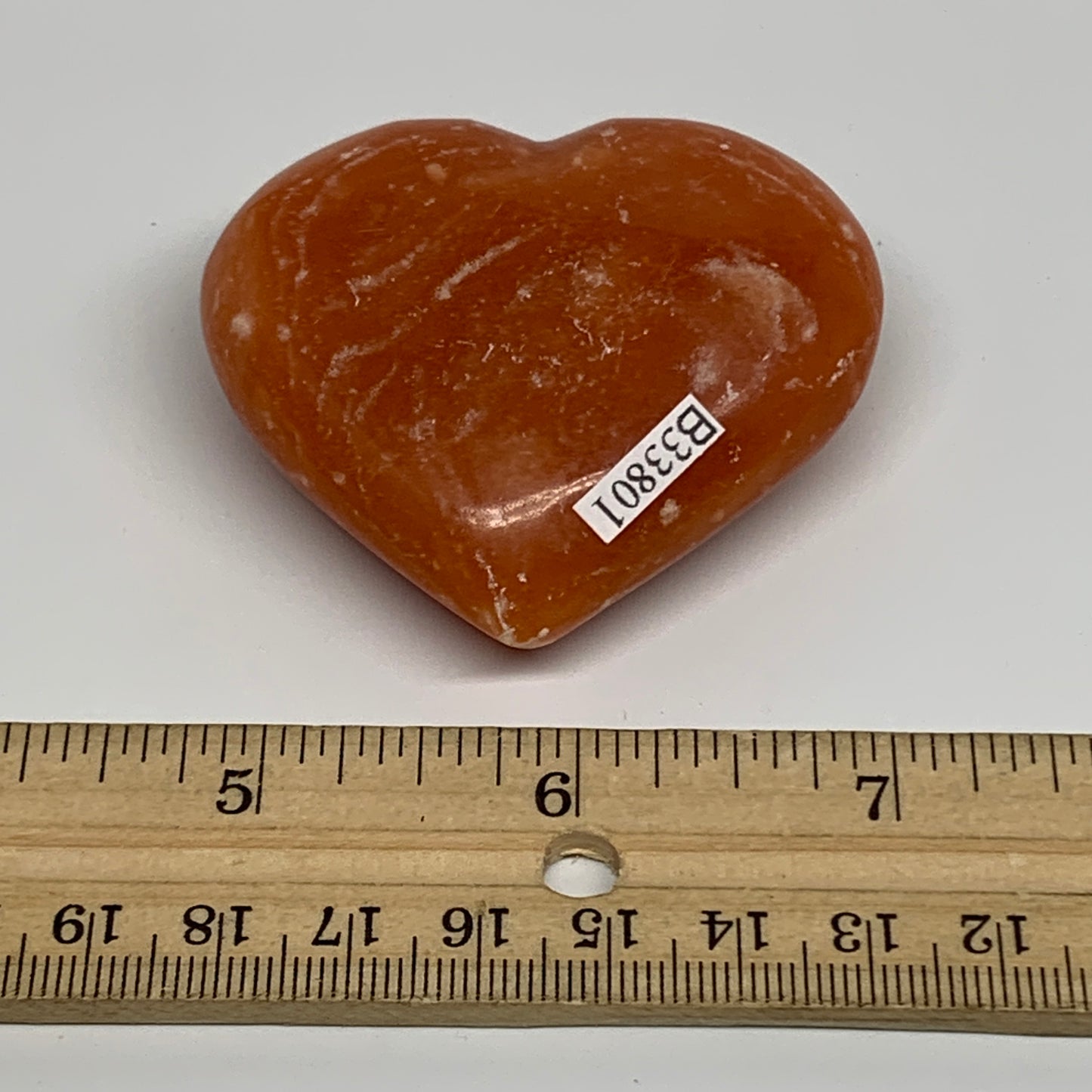 80.3g,2.1"x2.3"x0.9" Orange Calcite Heart Gemstones from Madagascar, B33801