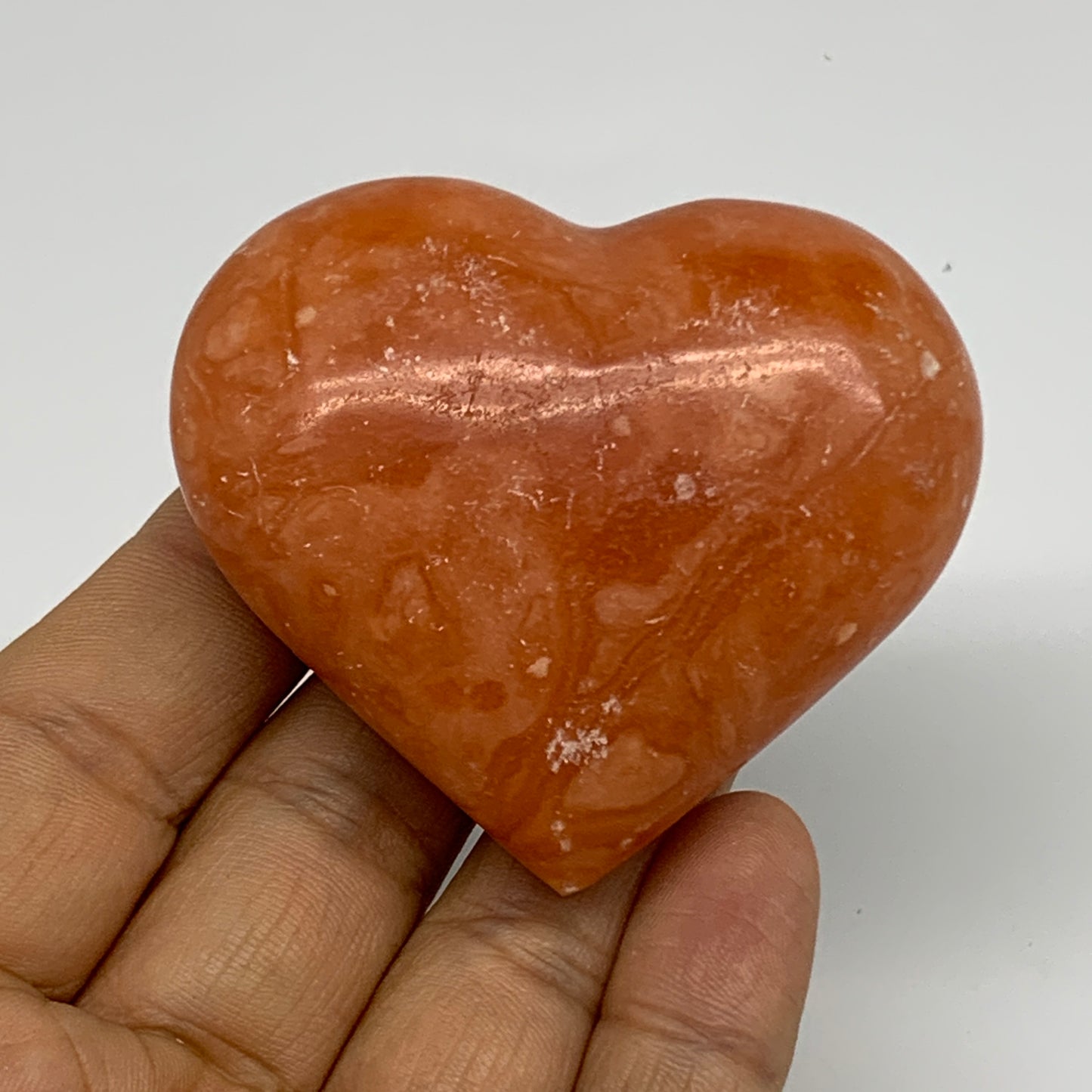 96.8g,2.1"x2.4"x1" Orange Calcite Heart Gemstones from Madagascar, B33803