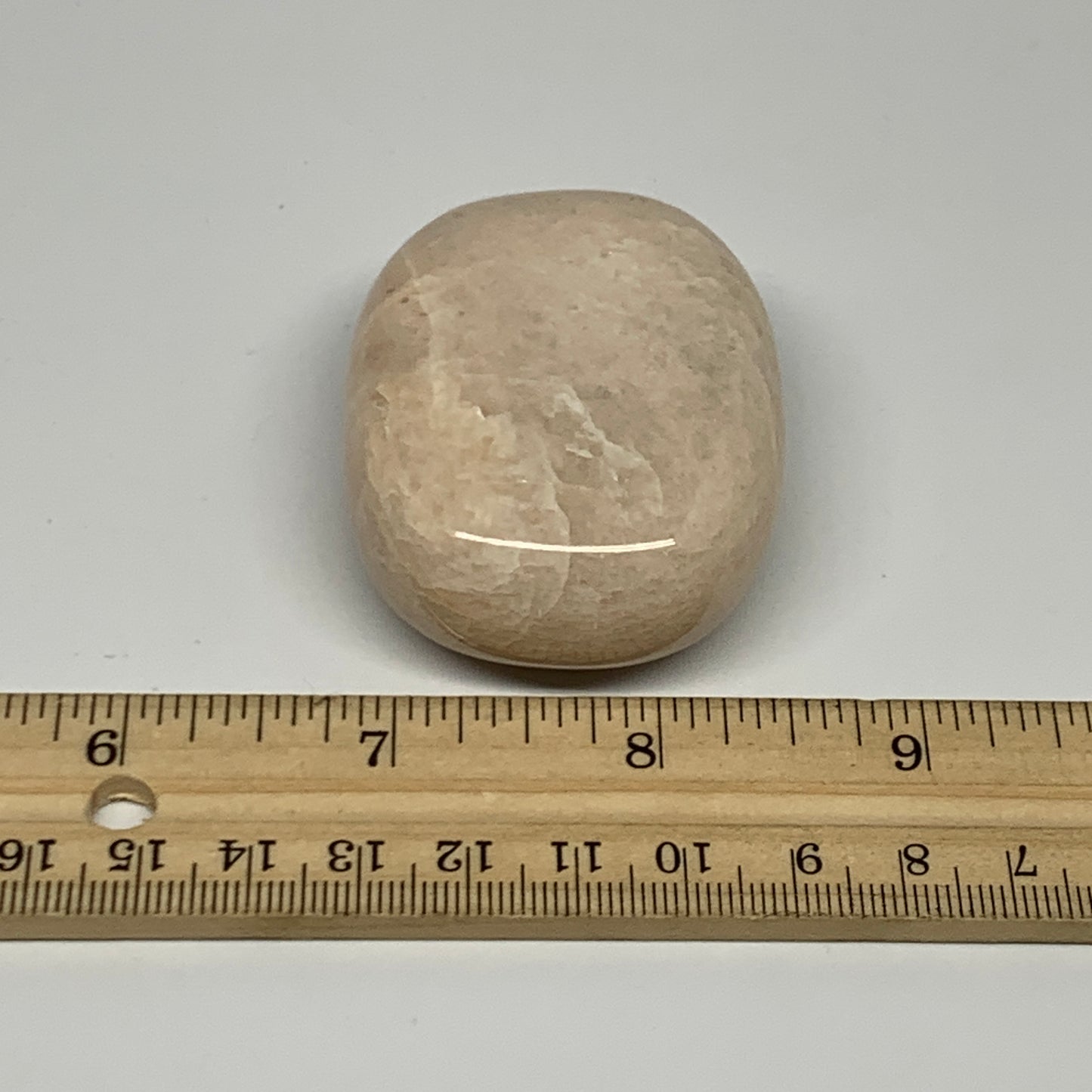 100.3g,2.2"x1.7"x0.9" Peach Moonstone Crystal Palm-Stone Polished Reiki, B27992