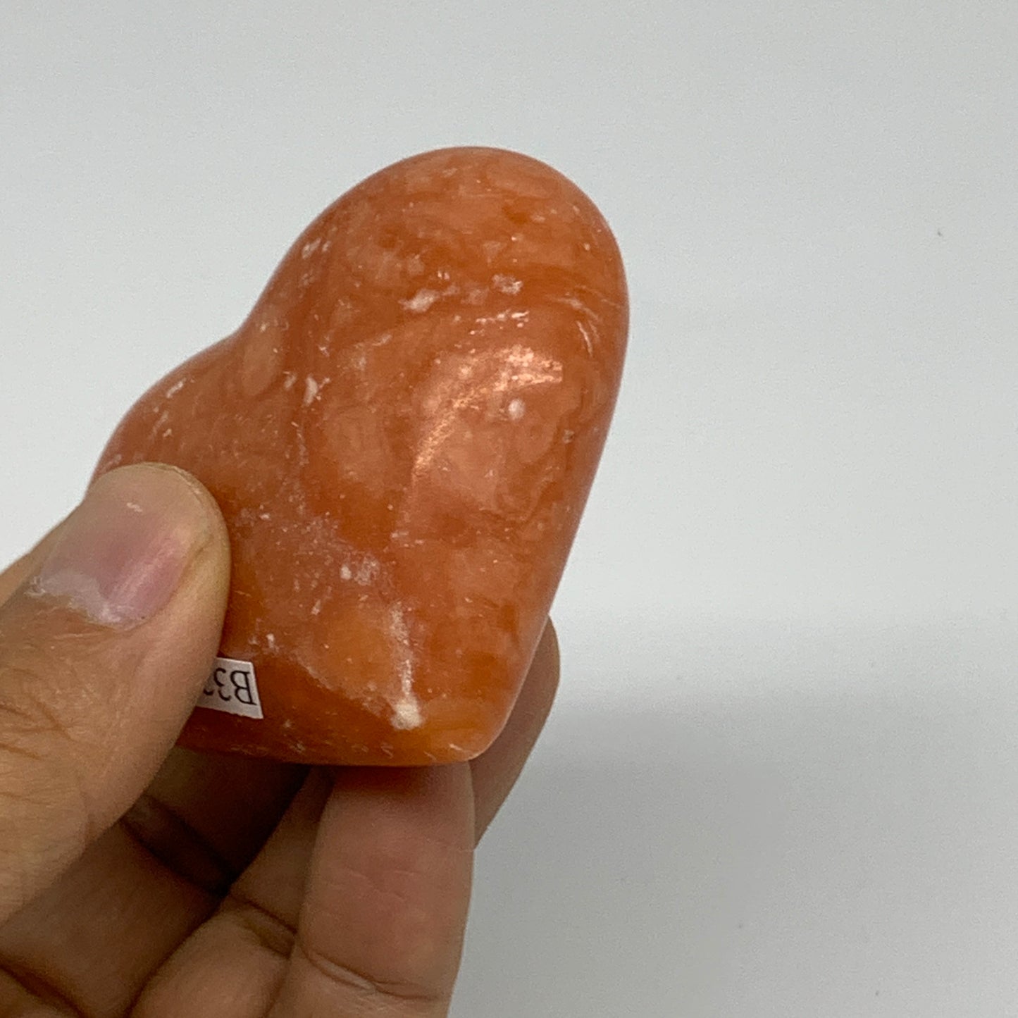 96.8g,2.1"x2.4"x1" Orange Calcite Heart Gemstones from Madagascar, B33803