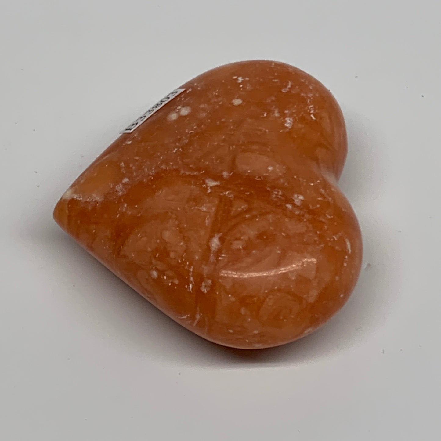 96.8g,2.1"x2.4"x1" Orange Calcite Heart Gemstones from Madagascar, B33803